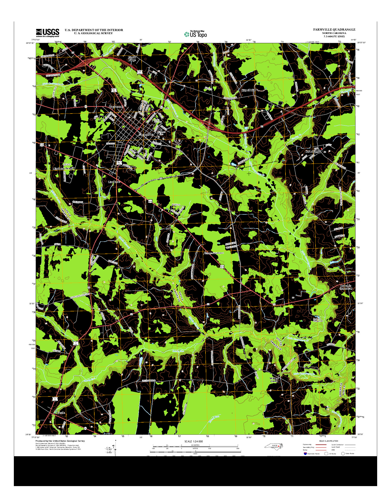 USGS US TOPO 7.5-MINUTE MAP FOR FARMVILLE, NC 2013