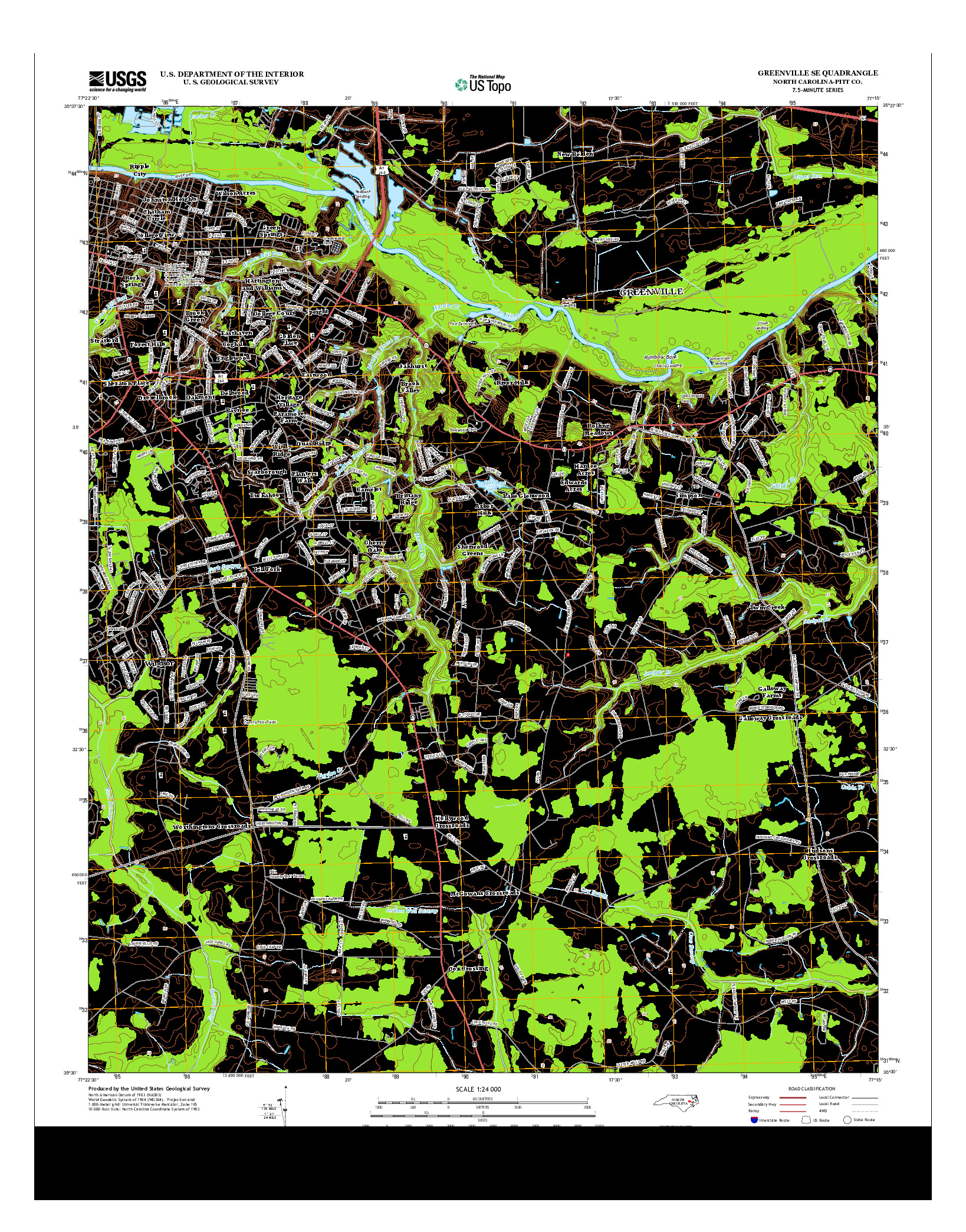 USGS US TOPO 7.5-MINUTE MAP FOR GREENVILLE SE, NC 2013