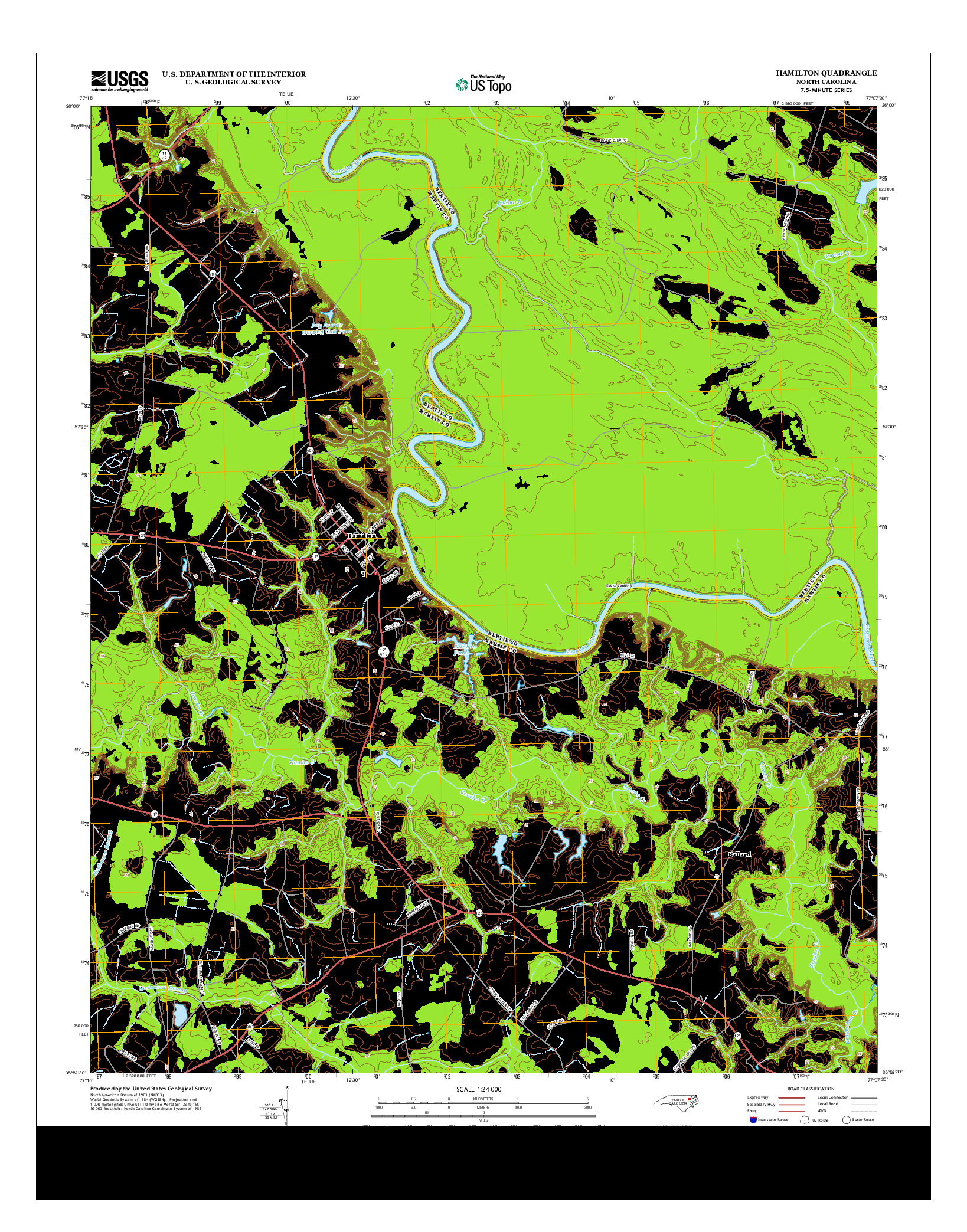 USGS US TOPO 7.5-MINUTE MAP FOR HAMILTON, NC 2013