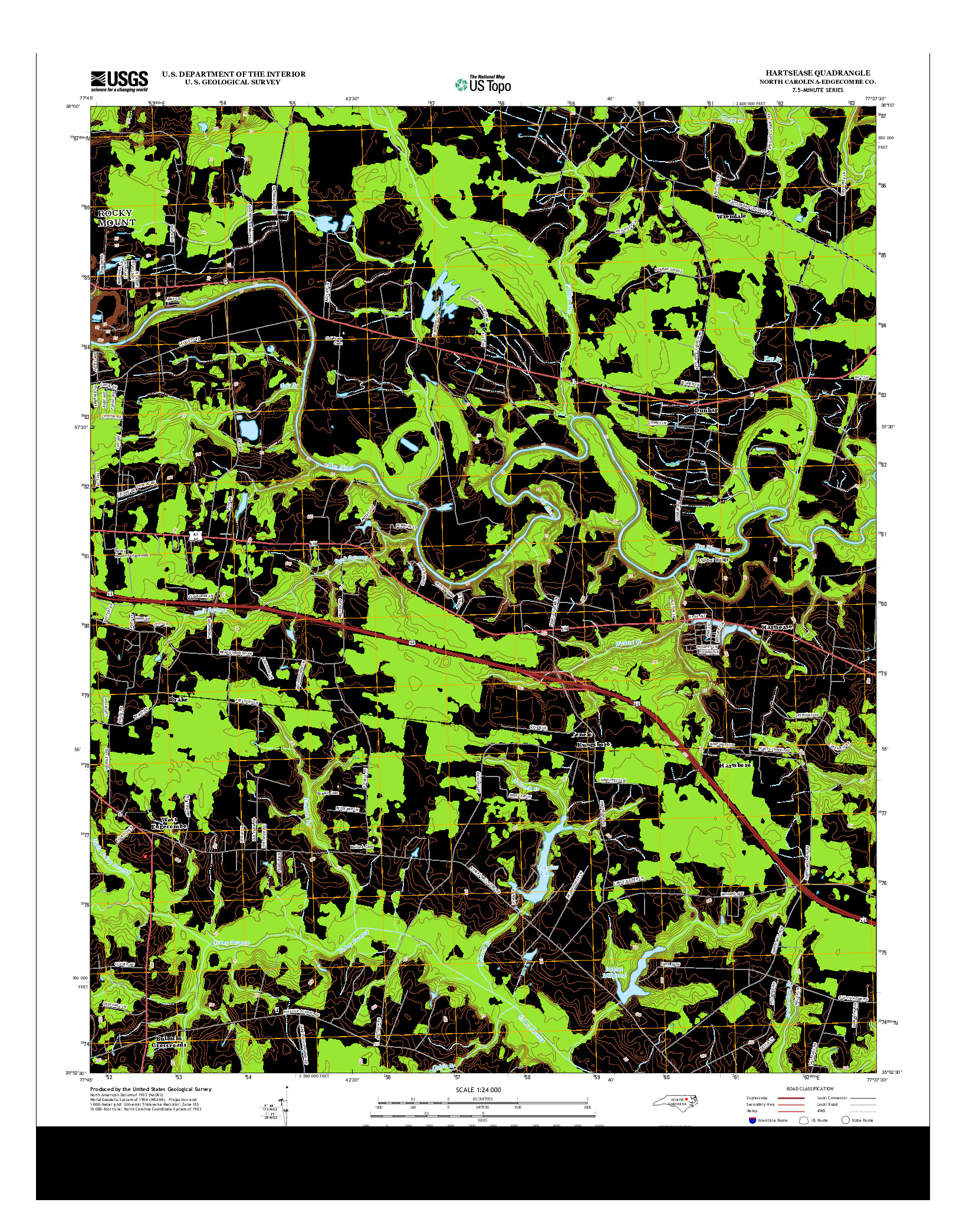 USGS US TOPO 7.5-MINUTE MAP FOR HARTSEASE, NC 2013