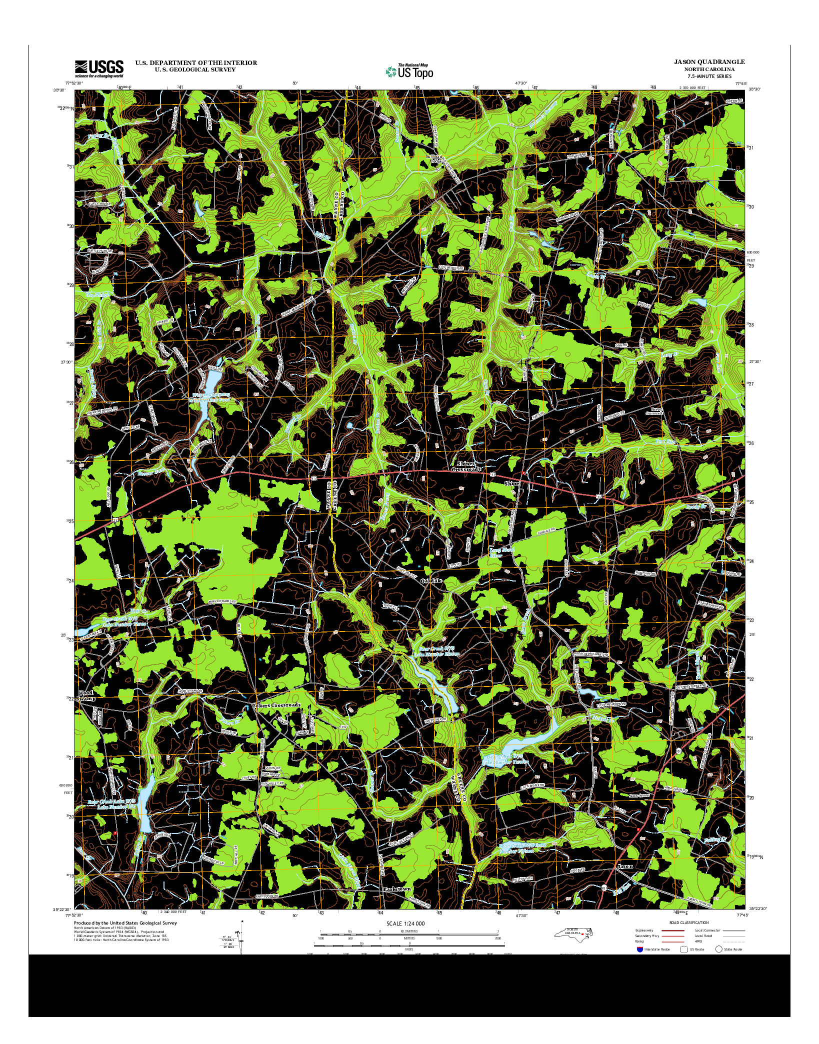 USGS US TOPO 7.5-MINUTE MAP FOR JASON, NC 2013