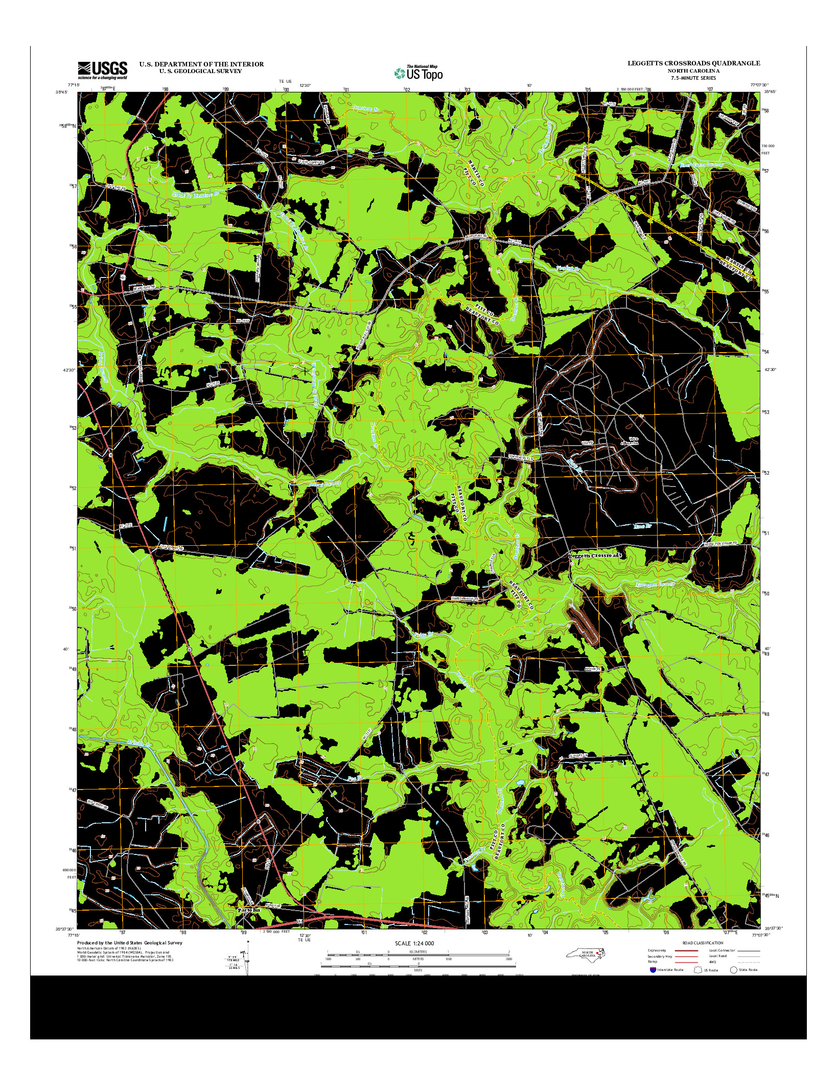 USGS US TOPO 7.5-MINUTE MAP FOR LEGGETTS CROSSROADS, NC 2013