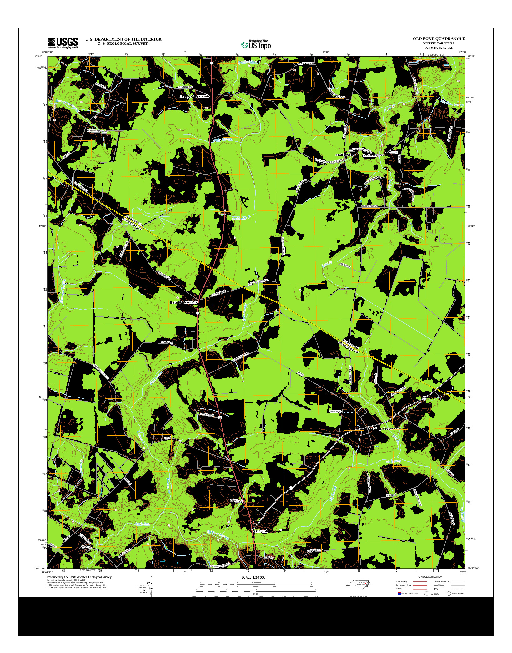 USGS US TOPO 7.5-MINUTE MAP FOR OLD FORD, NC 2013