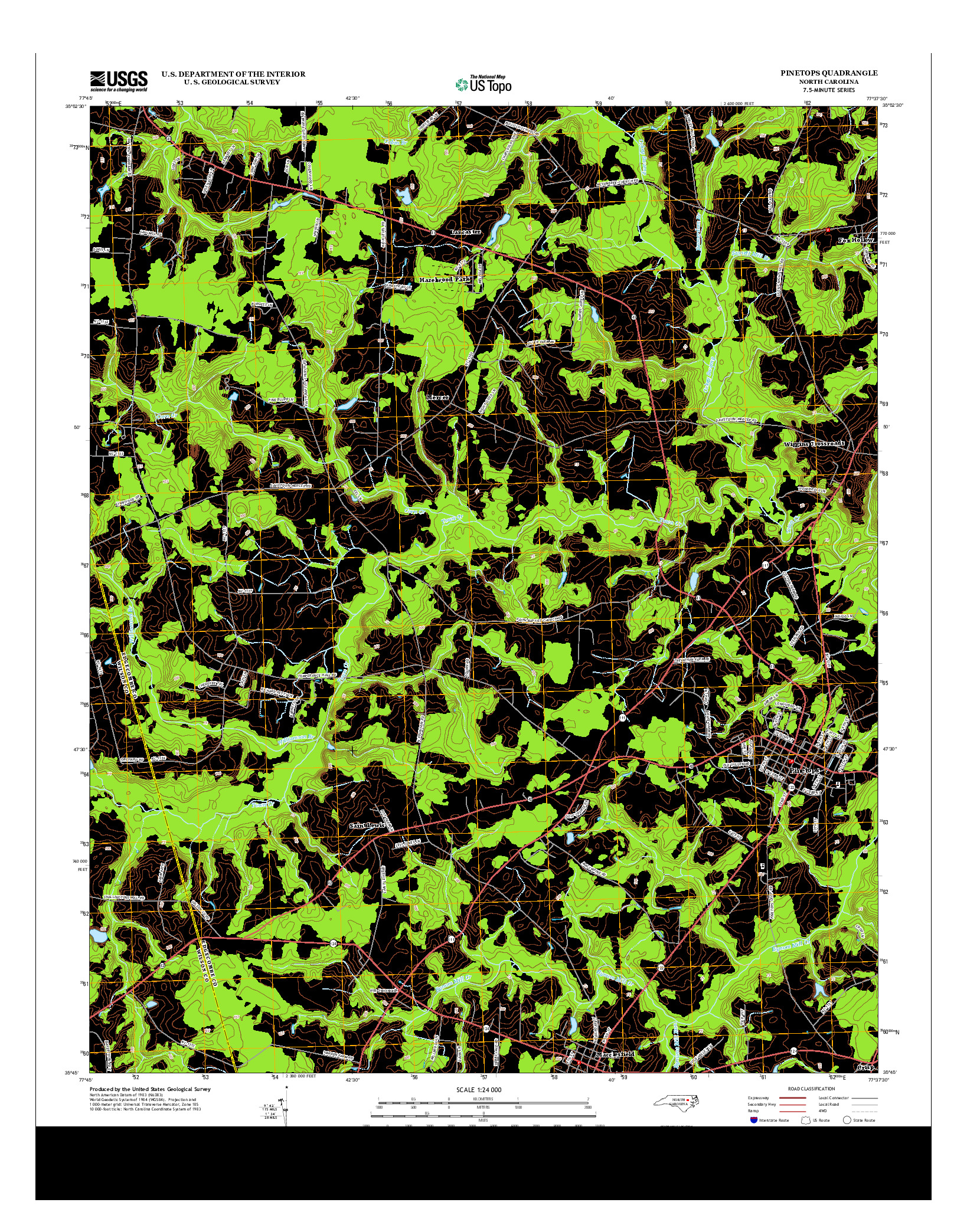 USGS US TOPO 7.5-MINUTE MAP FOR PINETOPS, NC 2013