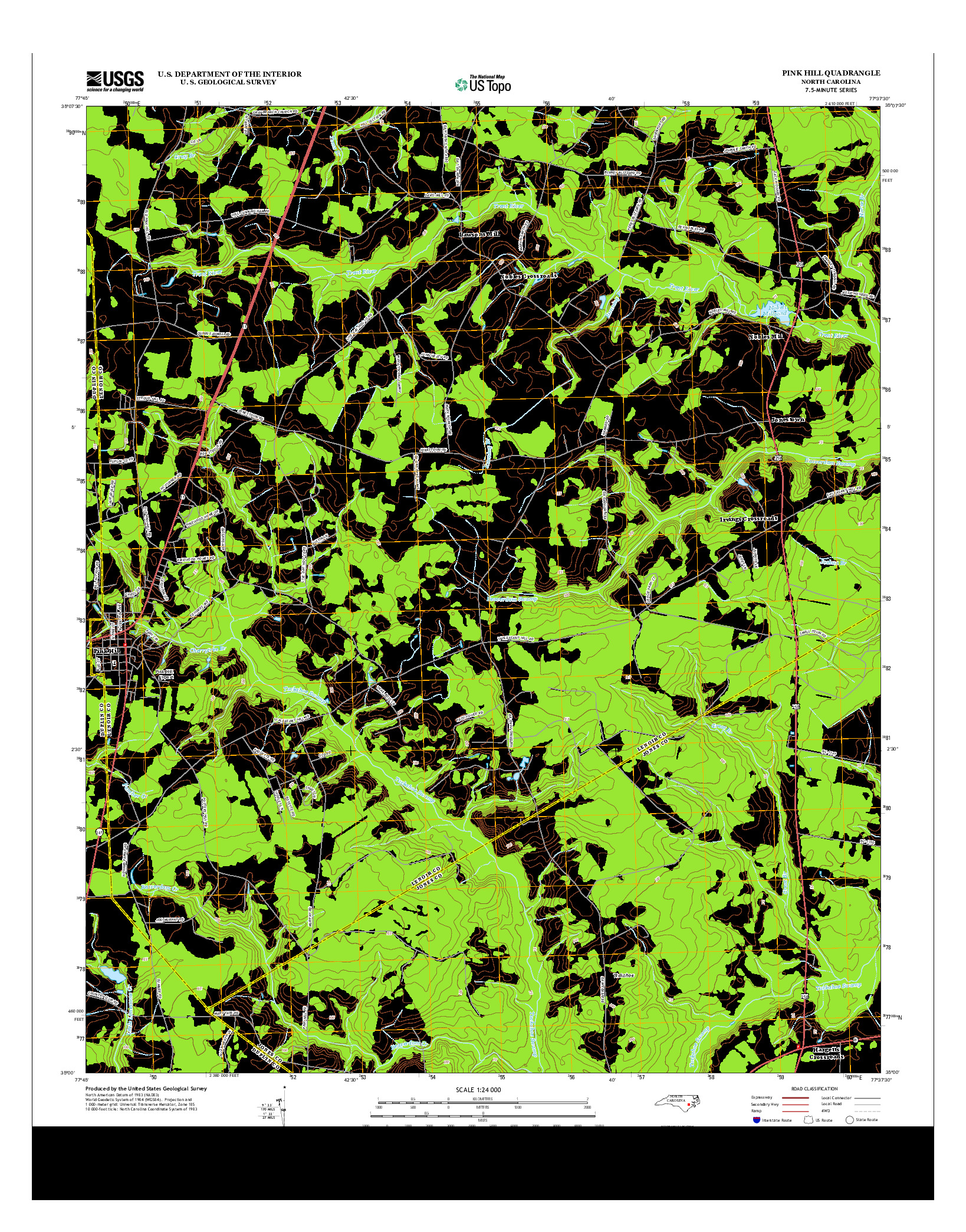 USGS US TOPO 7.5-MINUTE MAP FOR PINK HILL, NC 2013