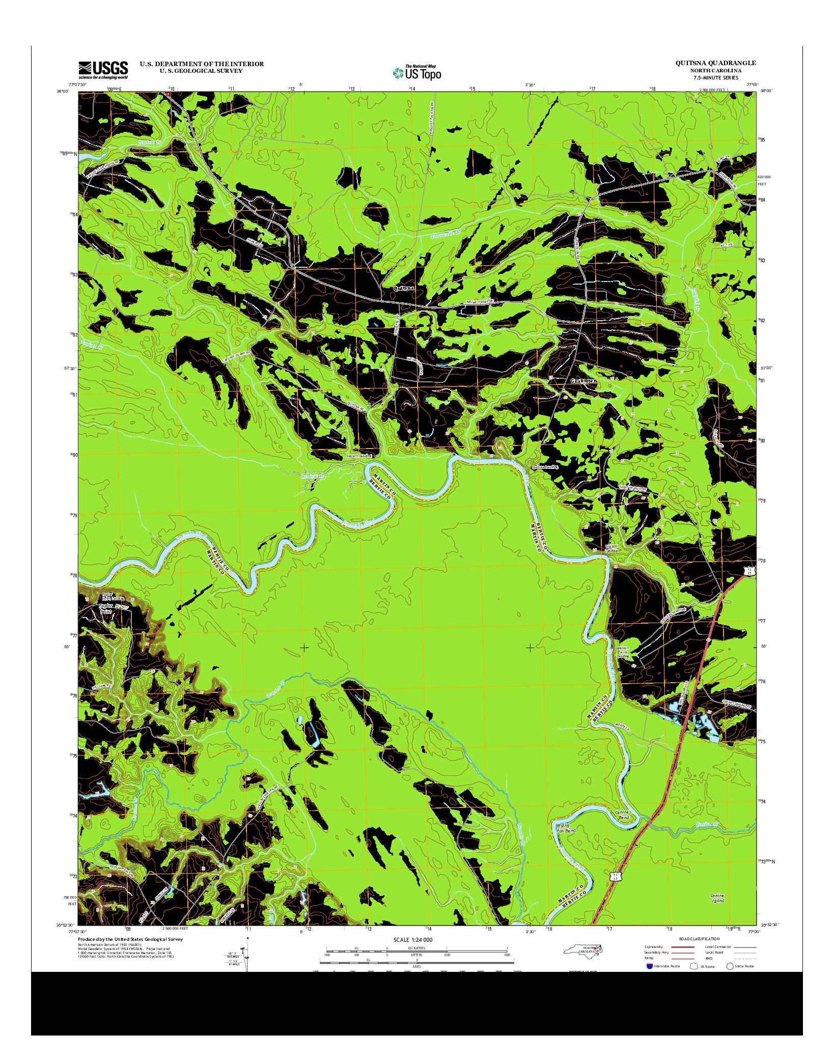 USGS US TOPO 7.5-MINUTE MAP FOR QUITSNA, NC 2013