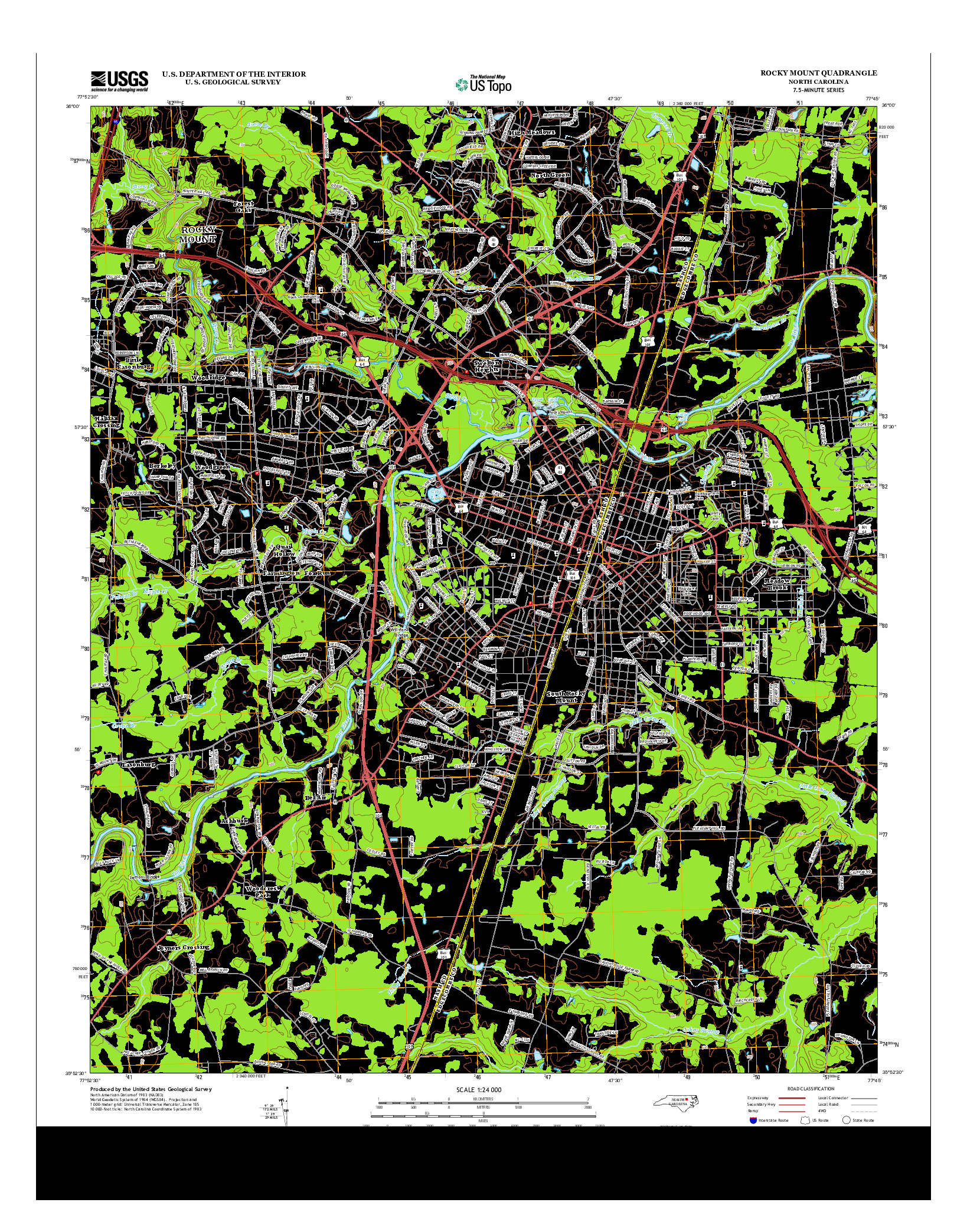 USGS US TOPO 7.5-MINUTE MAP FOR ROCKY MOUNT, NC 2013