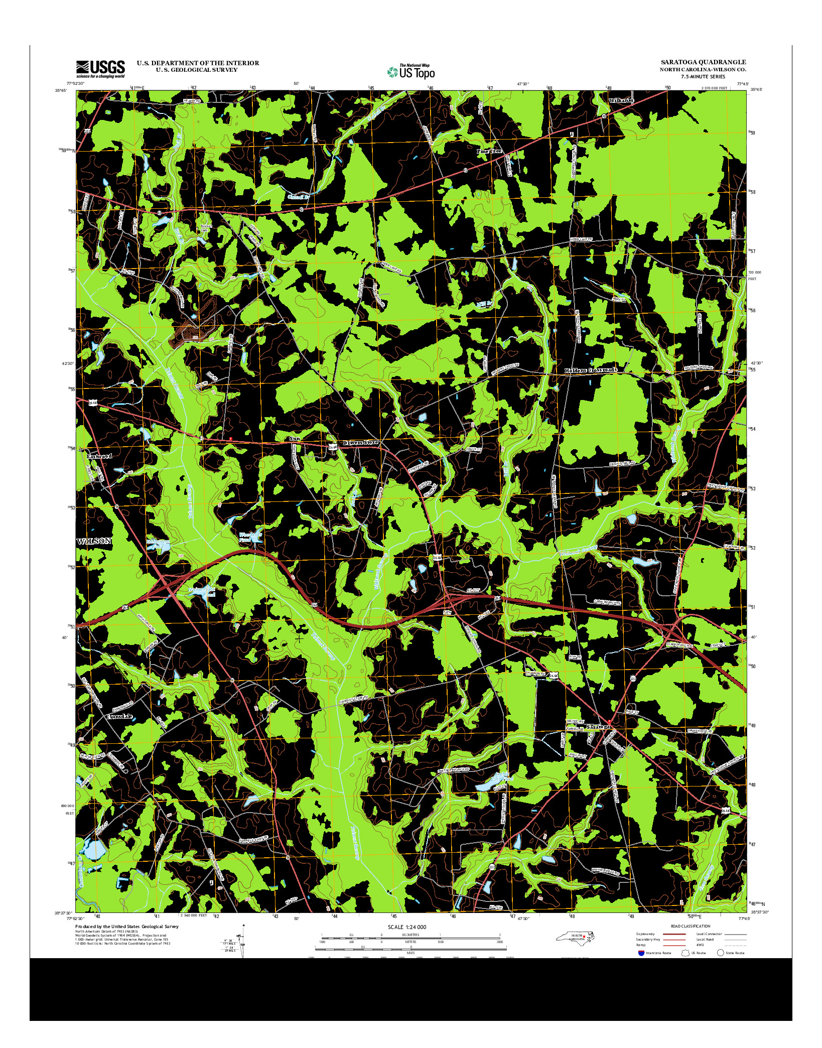 USGS US TOPO 7.5-MINUTE MAP FOR SARATOGA, NC 2013