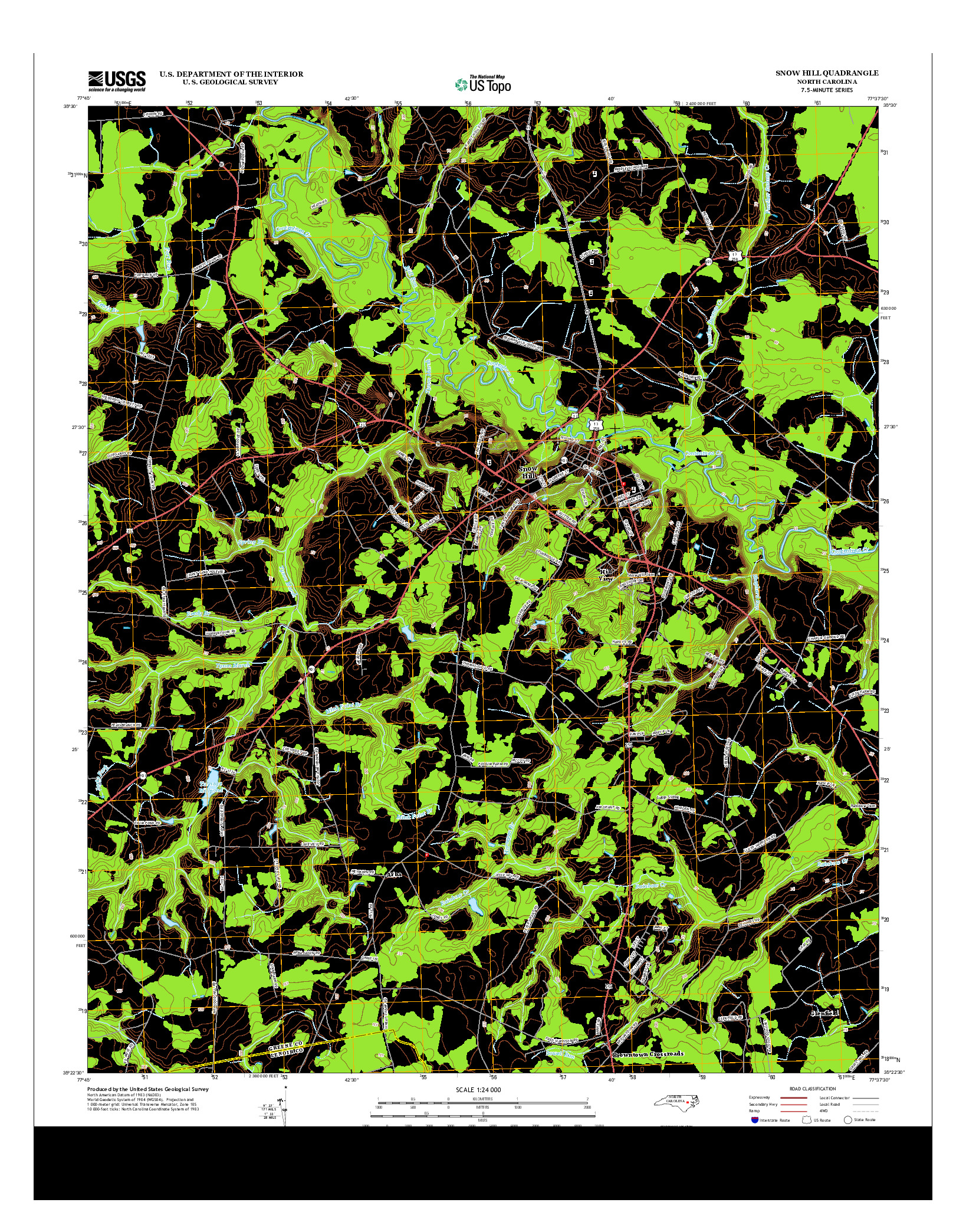 USGS US TOPO 7.5-MINUTE MAP FOR SNOW HILL, NC 2013