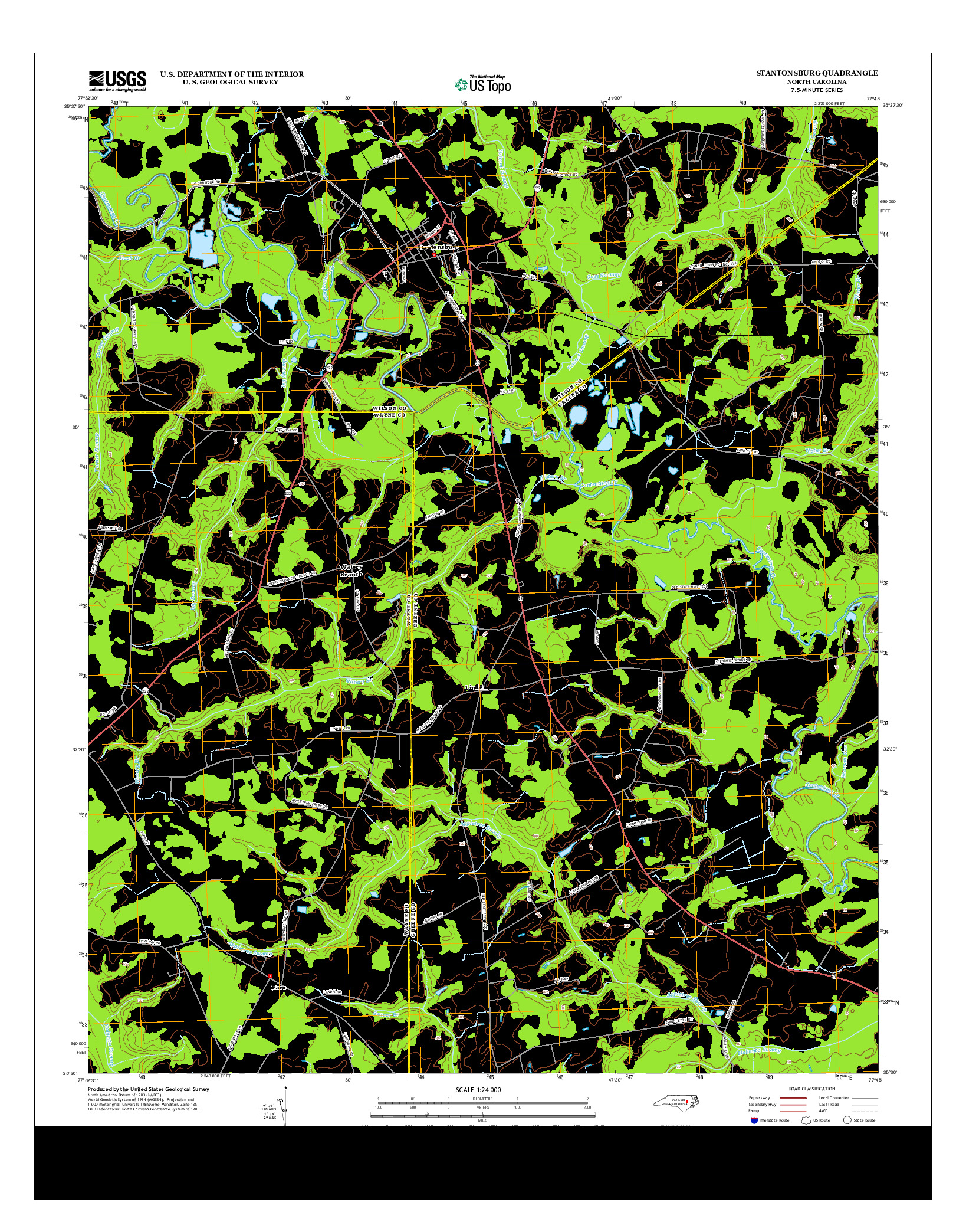 USGS US TOPO 7.5-MINUTE MAP FOR STANTONSBURG, NC 2013