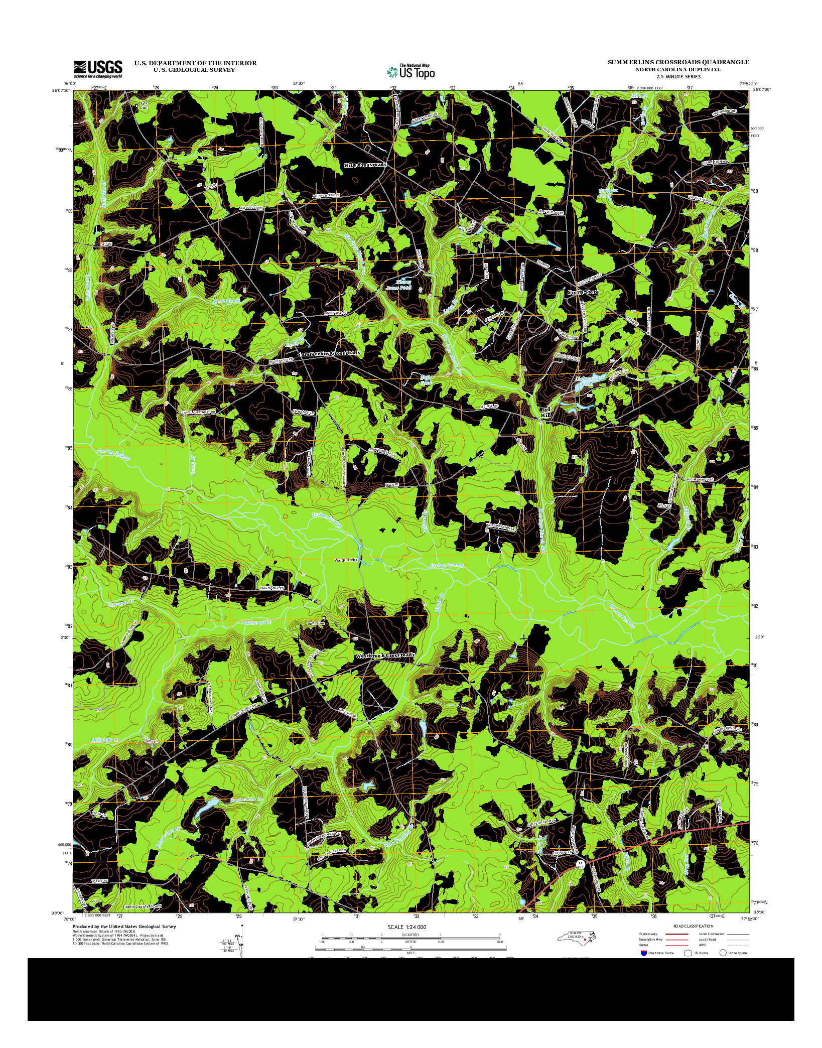 USGS US TOPO 7.5-MINUTE MAP FOR SUMMERLINS CROSSROADS, NC 2013