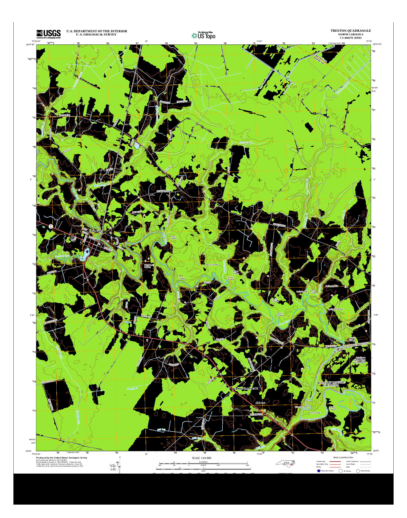 USGS US TOPO 7.5-MINUTE MAP FOR TRENTON, NC 2013