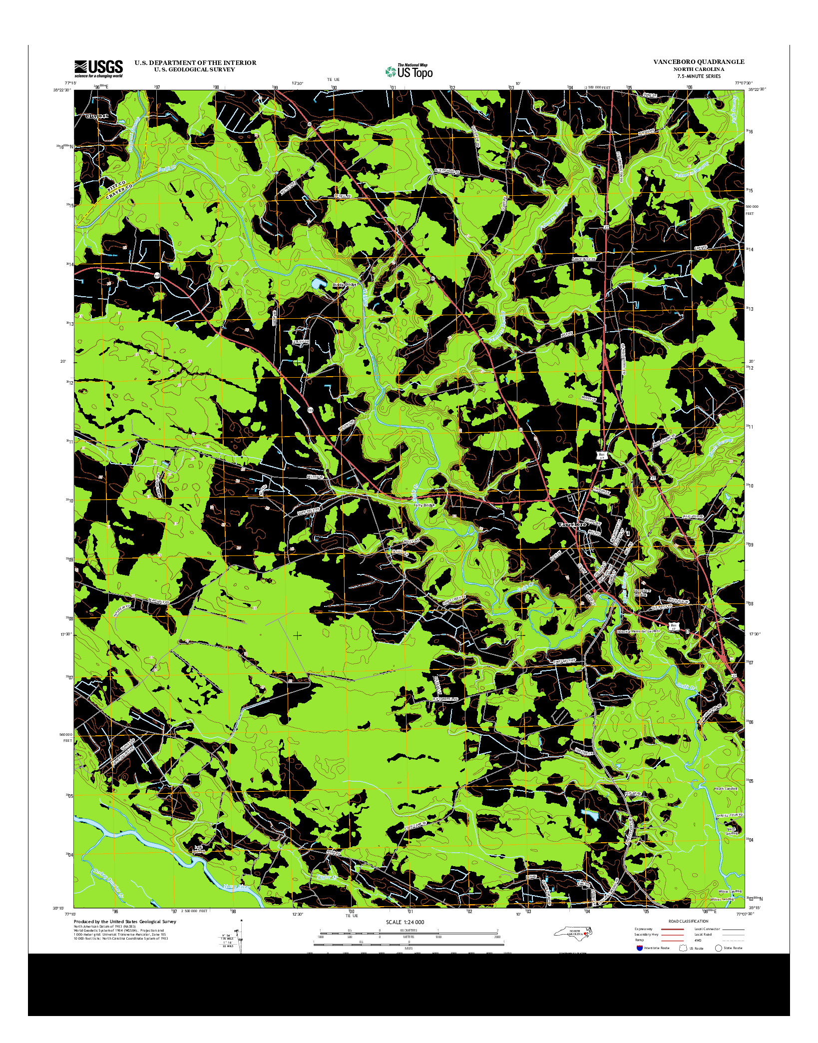 USGS US TOPO 7.5-MINUTE MAP FOR VANCEBORO, NC 2013