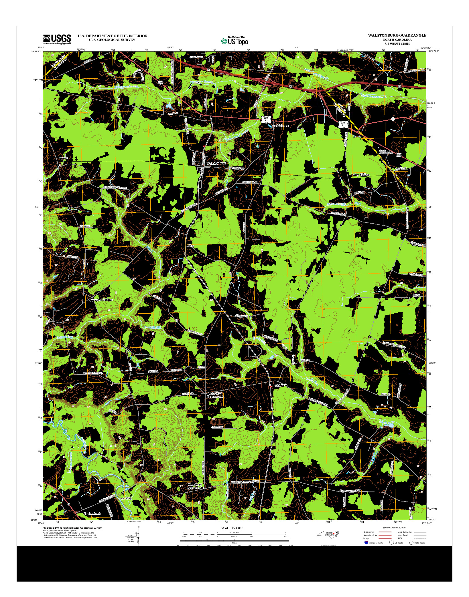 USGS US TOPO 7.5-MINUTE MAP FOR WALSTONBURG, NC 2013