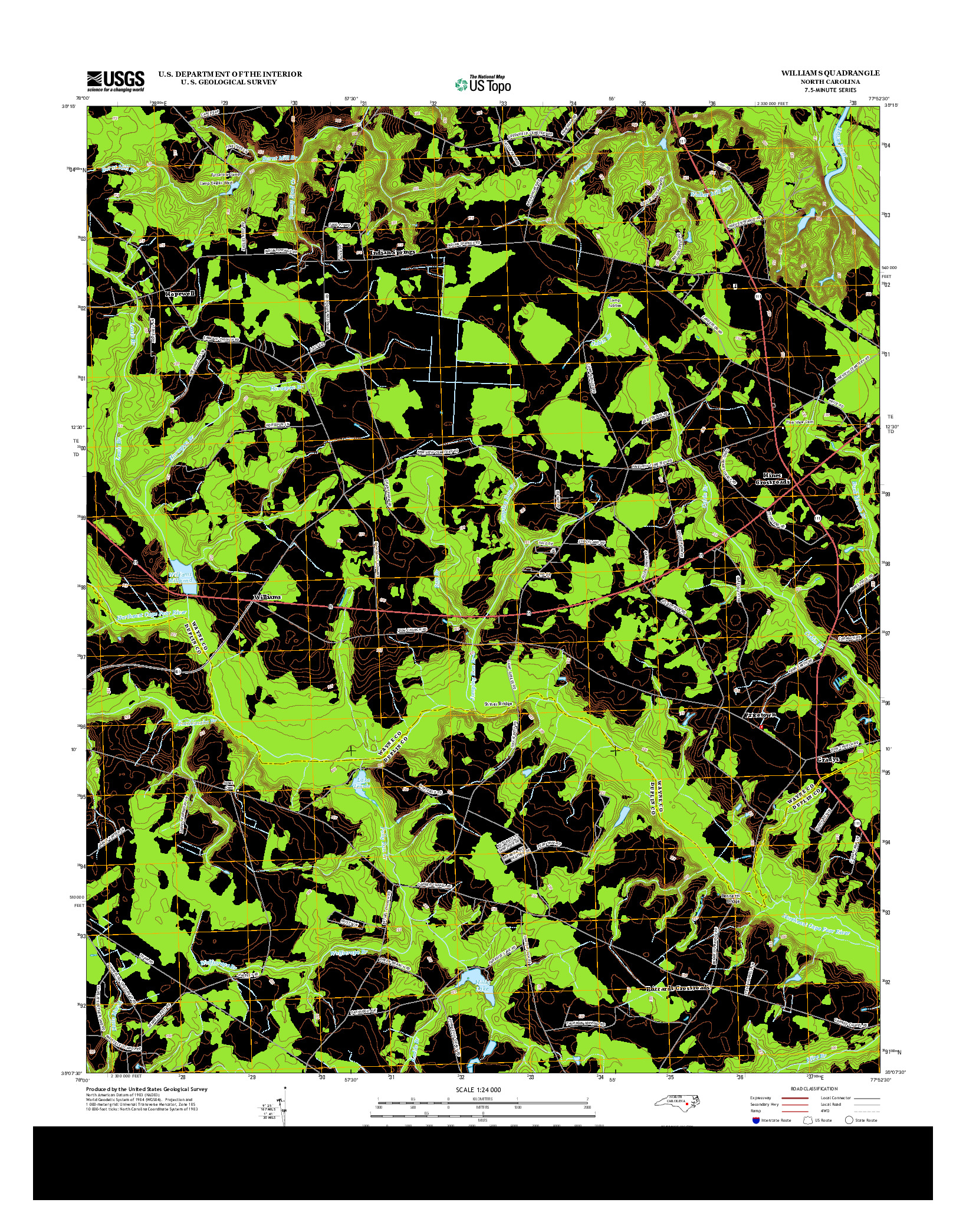 USGS US TOPO 7.5-MINUTE MAP FOR WILLIAMS, NC 2013