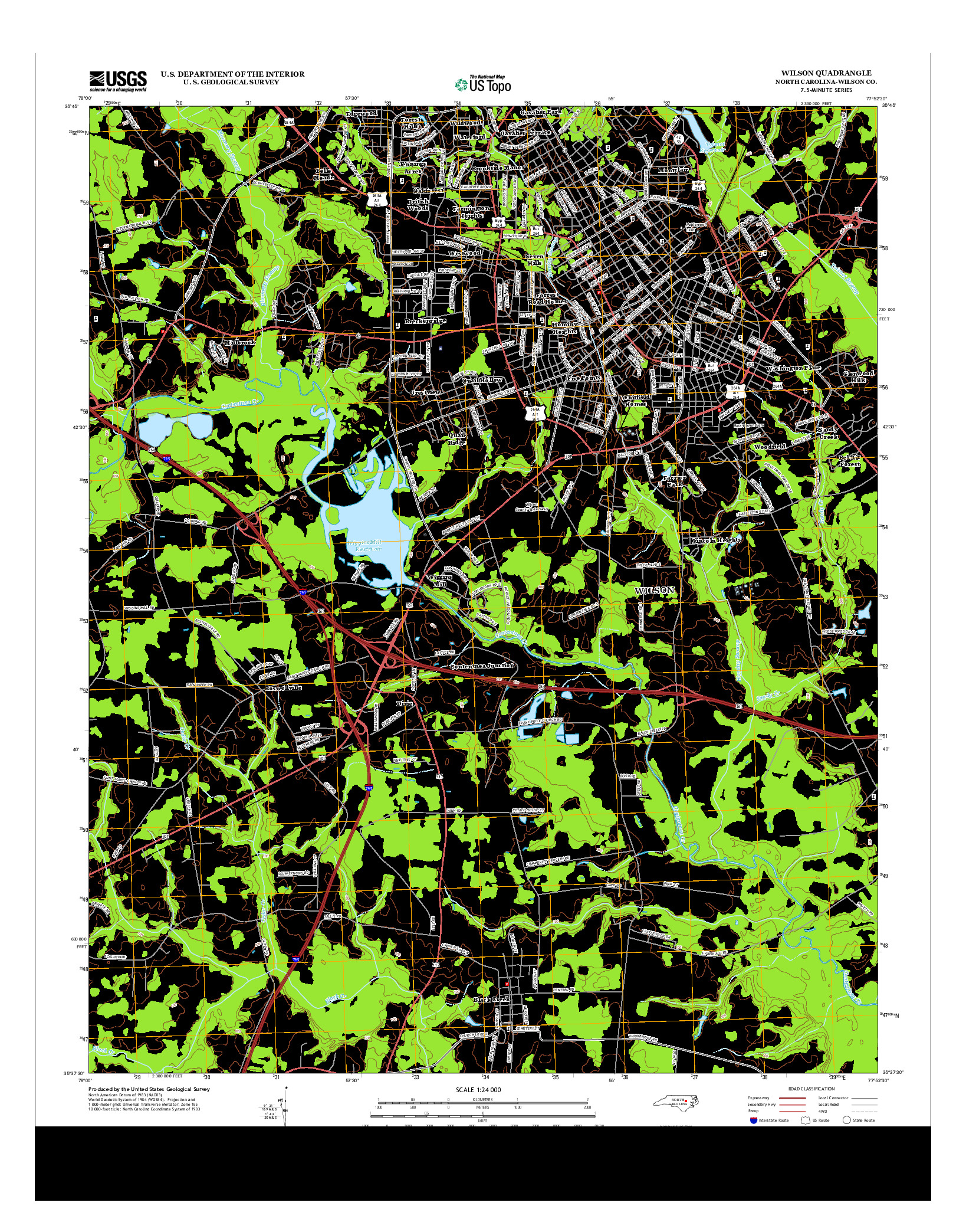 USGS US TOPO 7.5-MINUTE MAP FOR WILSON, NC 2013