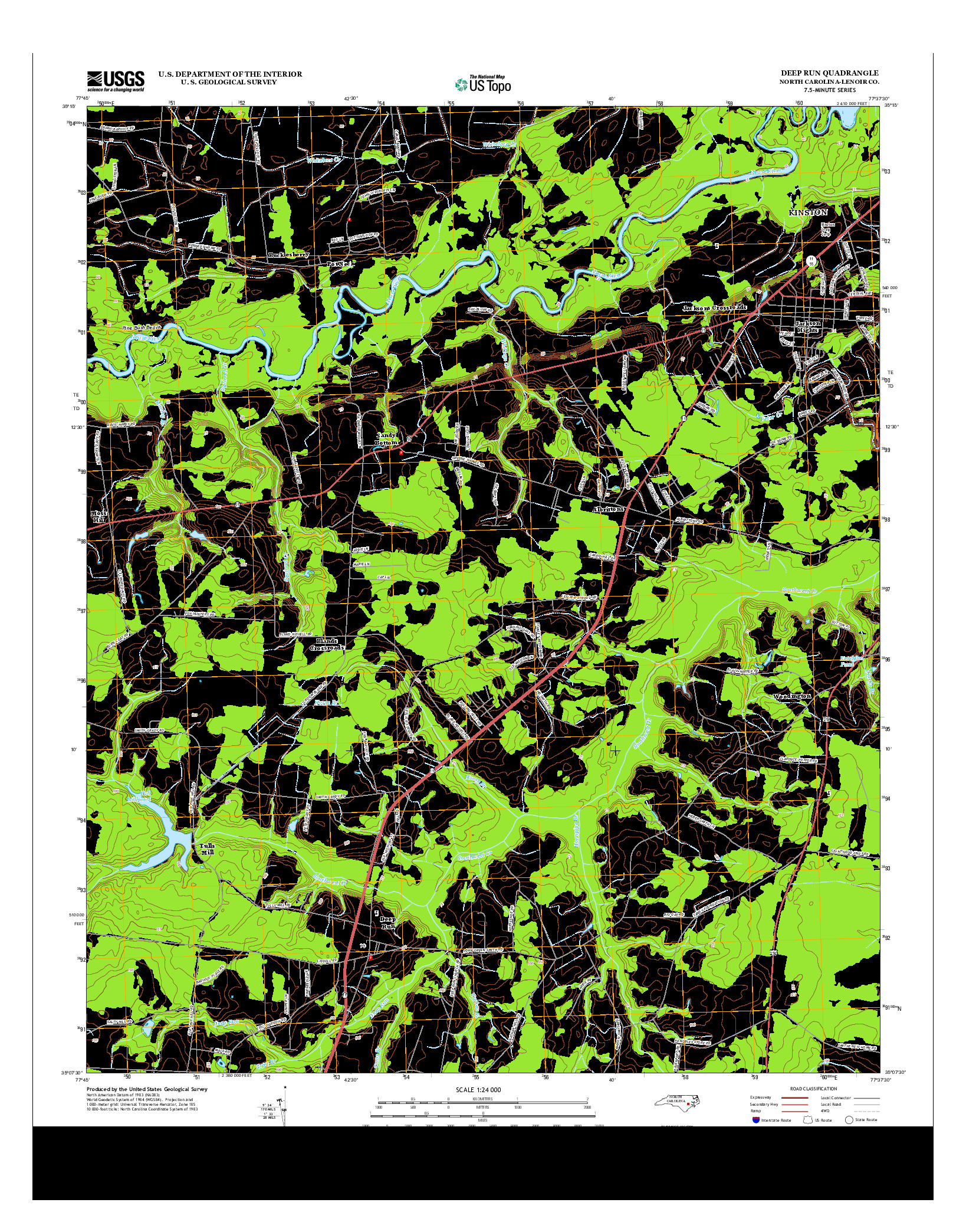 USGS US TOPO 7.5-MINUTE MAP FOR DEEP RUN, NC 2013