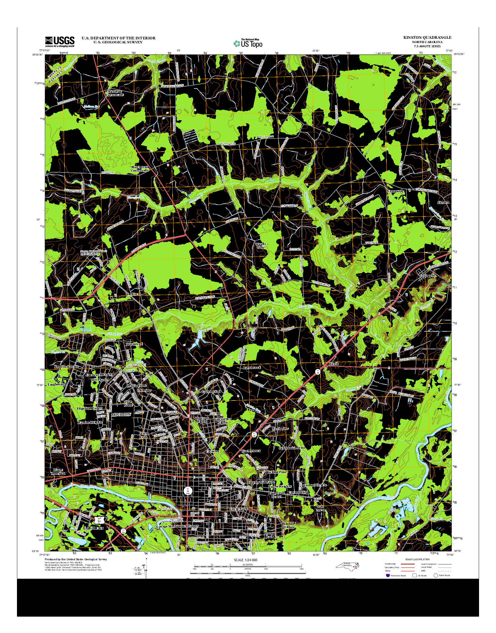 USGS US TOPO 7.5-MINUTE MAP FOR KINSTON, NC 2013