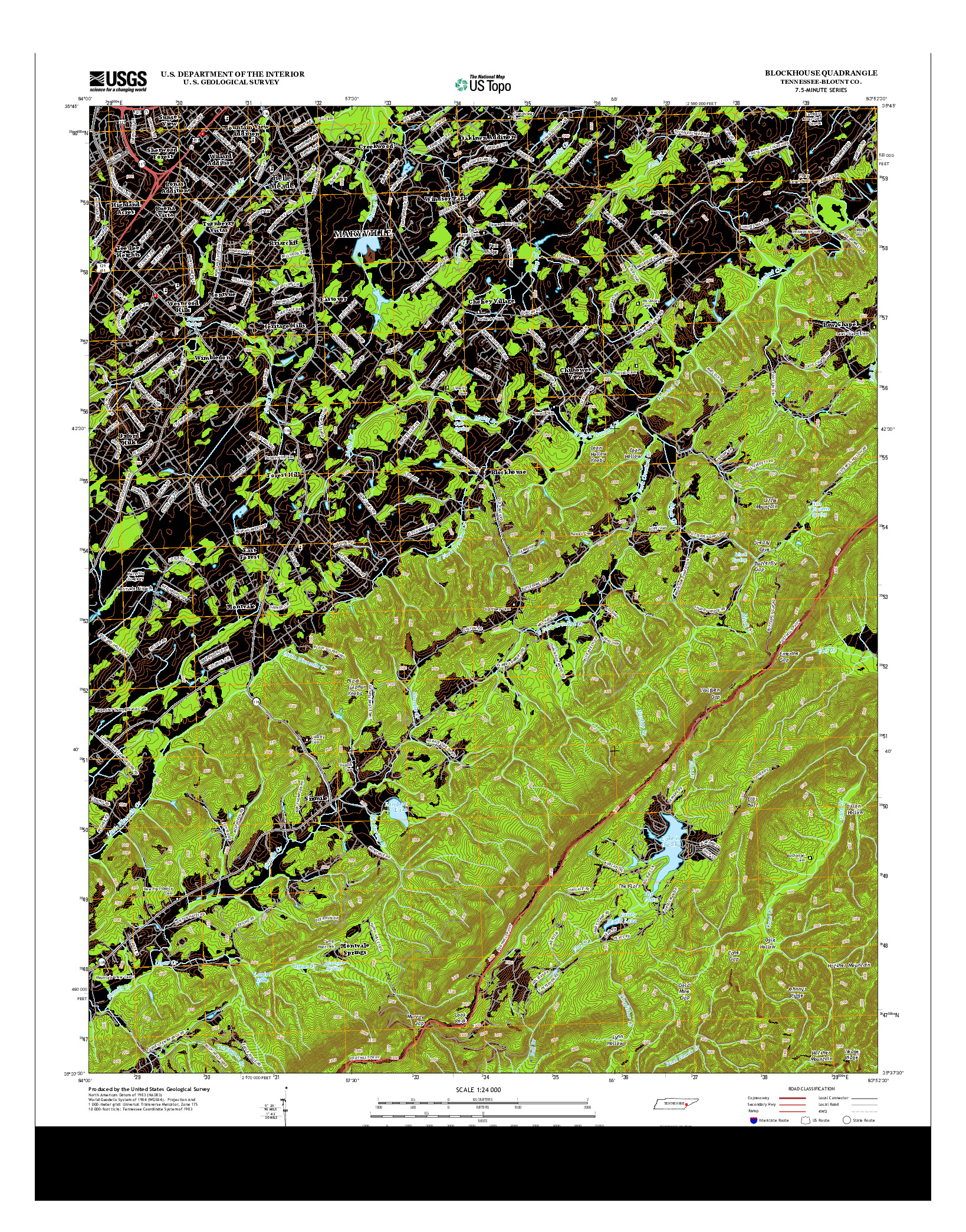 USGS US TOPO 7.5-MINUTE MAP FOR BLOCKHOUSE, TN 2013