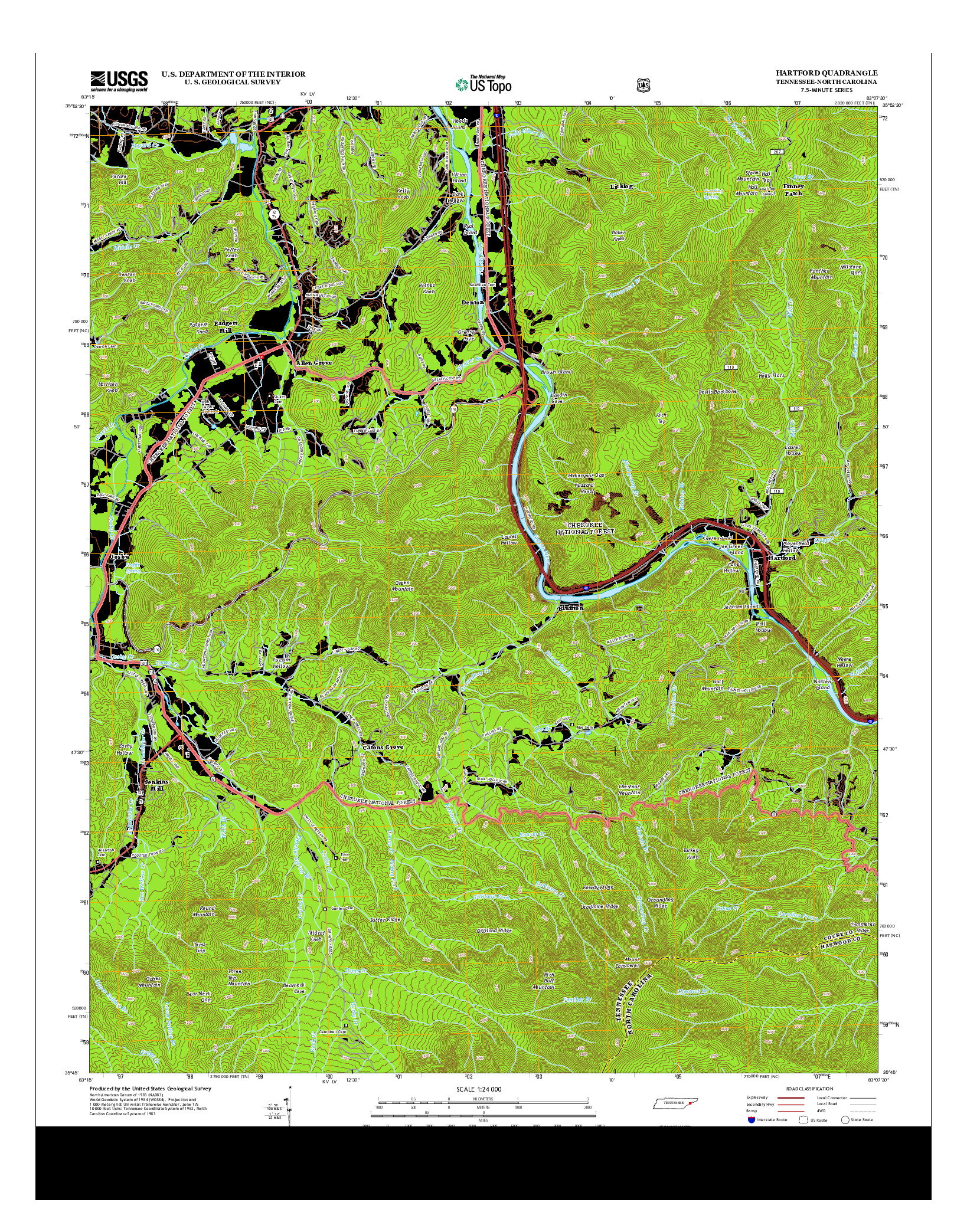 USGS US TOPO 7.5-MINUTE MAP FOR HARTFORD, TN-NC 2013