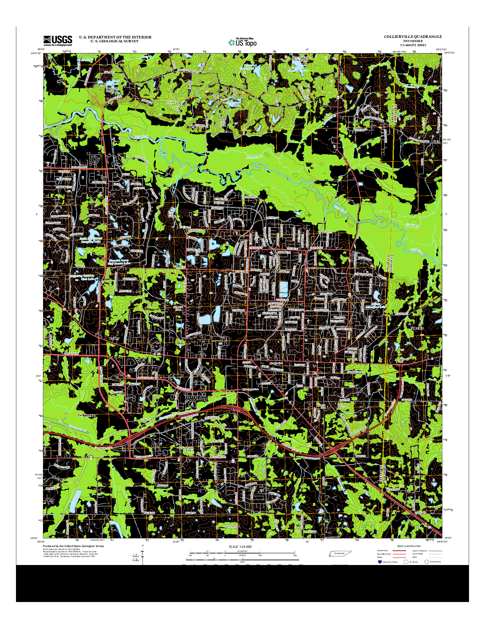 USGS US TOPO 7.5-MINUTE MAP FOR COLLIERVILLE, TN 2013