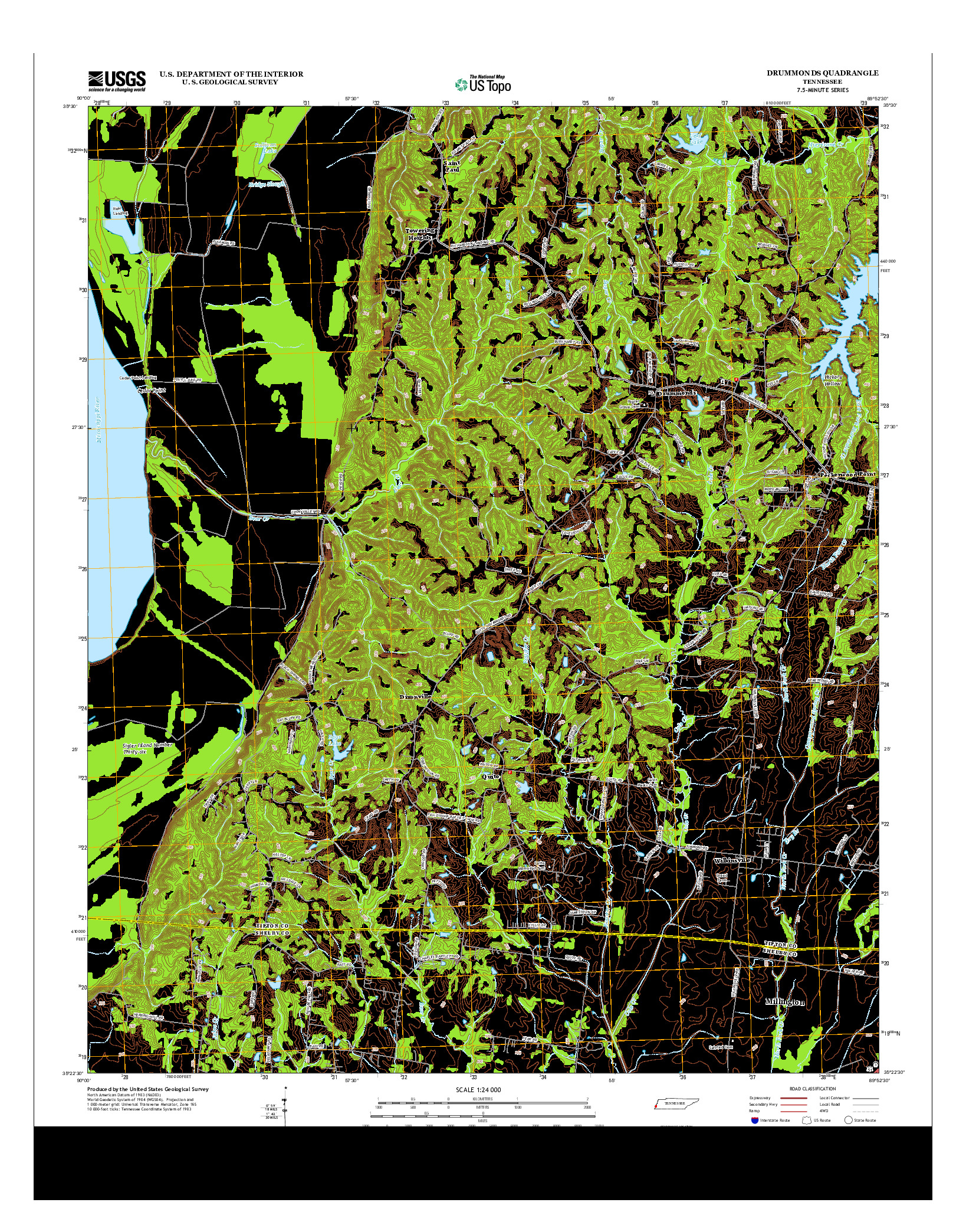 USGS US TOPO 7.5-MINUTE MAP FOR DRUMMONDS, TN 2013