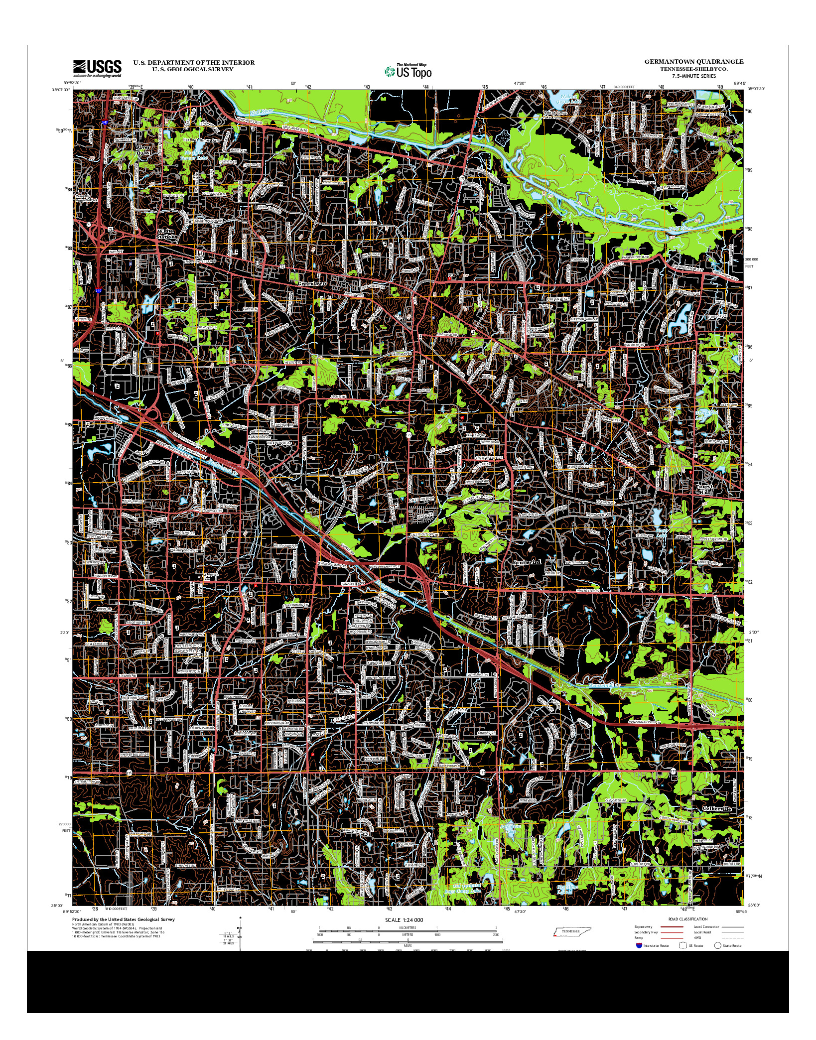 USGS US TOPO 7.5-MINUTE MAP FOR GERMANTOWN, TN 2013