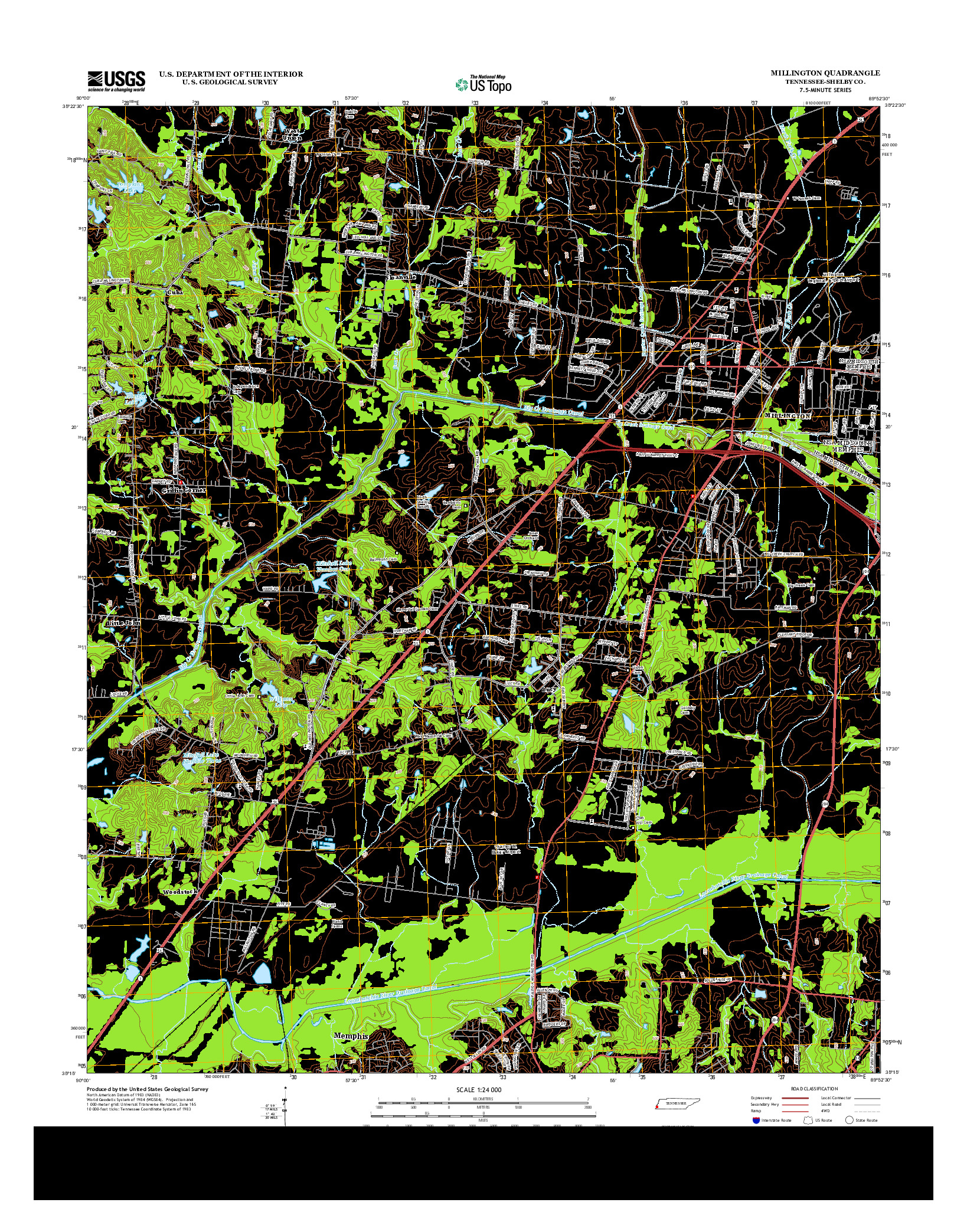 USGS US TOPO 7.5-MINUTE MAP FOR MILLINGTON, TN 2013