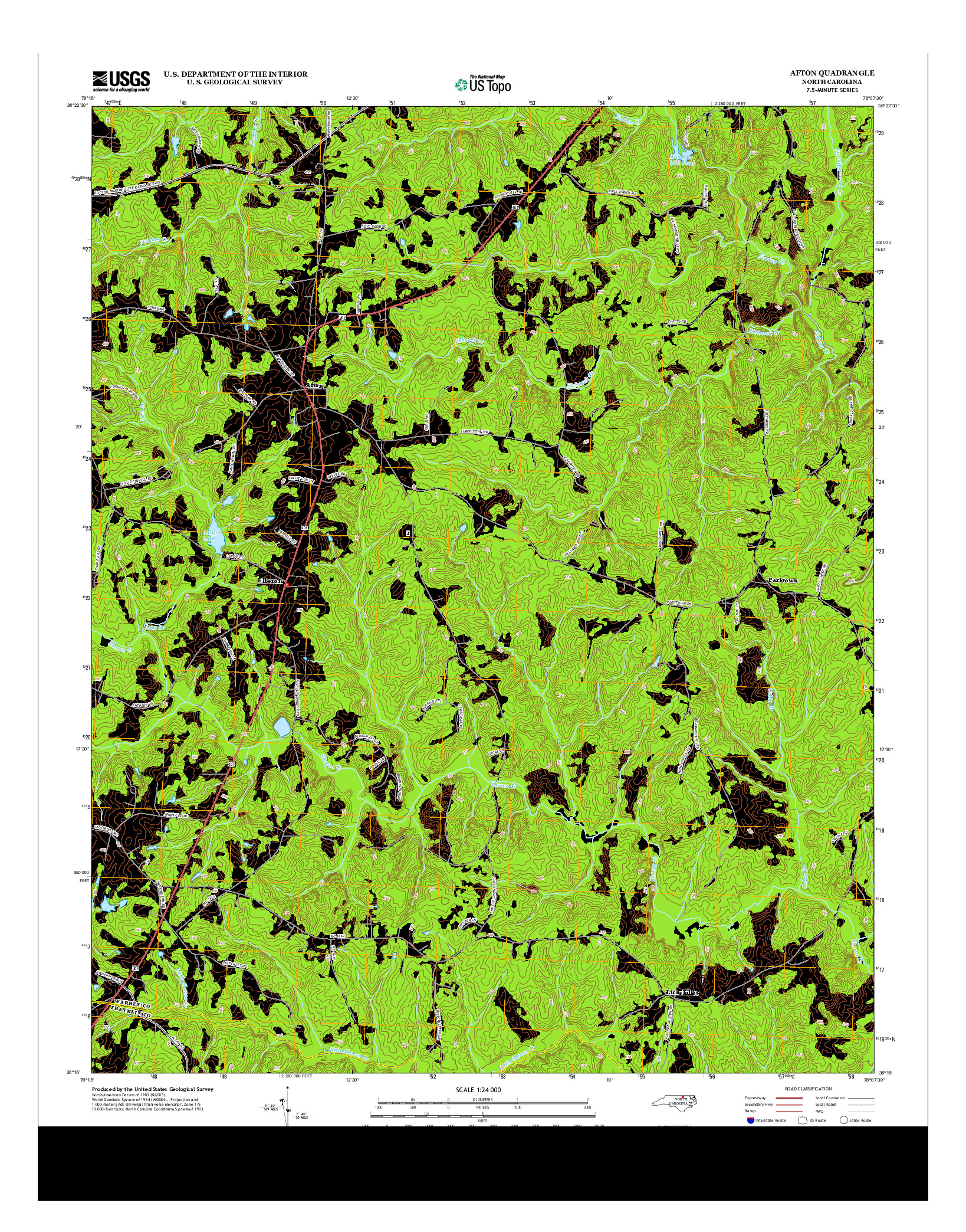 USGS US TOPO 7.5-MINUTE MAP FOR AFTON, NC 2013