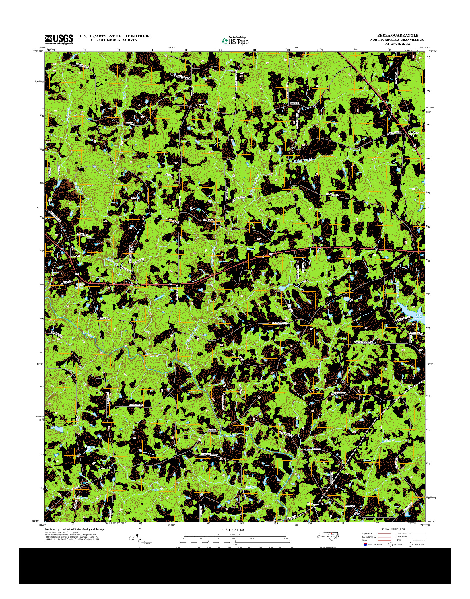 USGS US TOPO 7.5-MINUTE MAP FOR BEREA, NC 2013