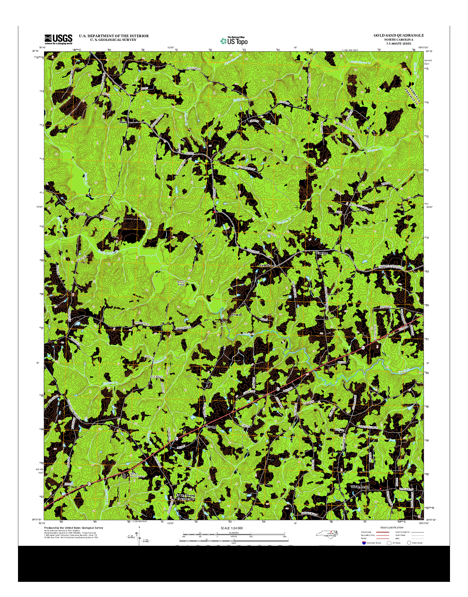 USGS US TOPO 7.5-MINUTE MAP FOR GOLD SAND, NC 2013