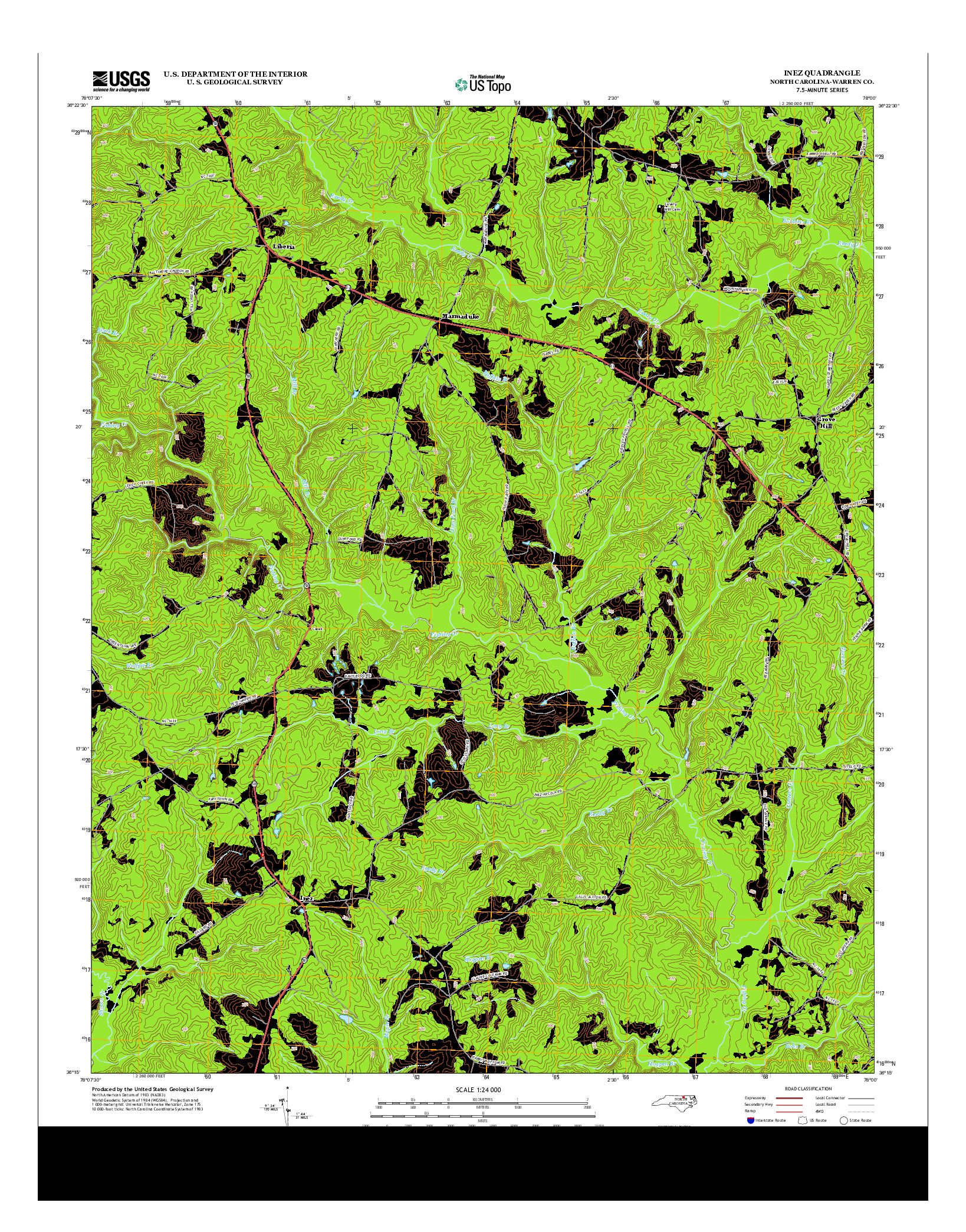 USGS US TOPO 7.5-MINUTE MAP FOR INEZ, NC 2013