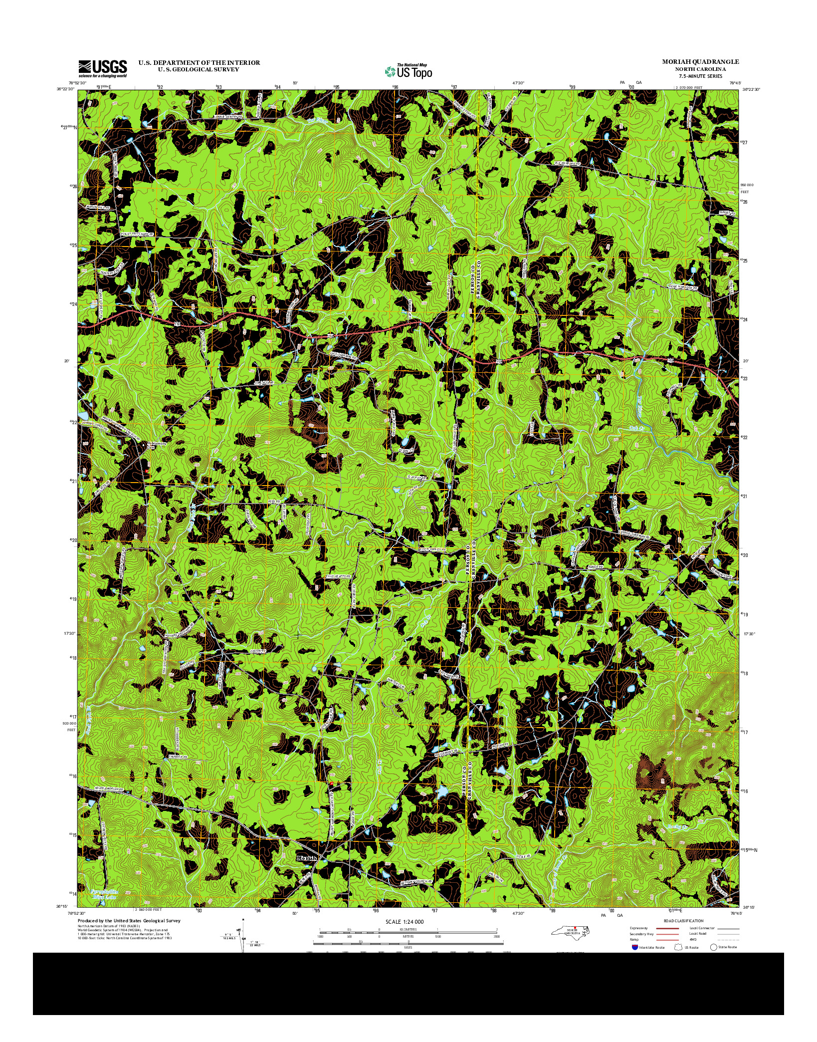 USGS US TOPO 7.5-MINUTE MAP FOR MORIAH, NC 2013