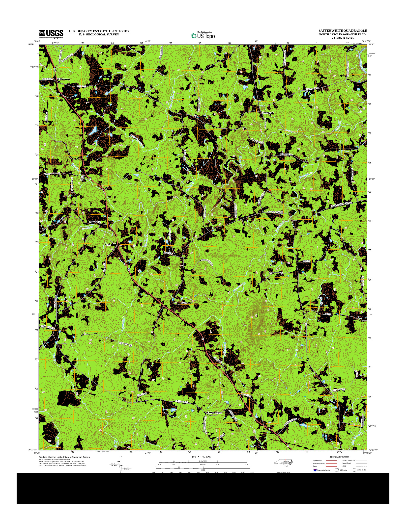 USGS US TOPO 7.5-MINUTE MAP FOR SATTERWHITE, NC 2013