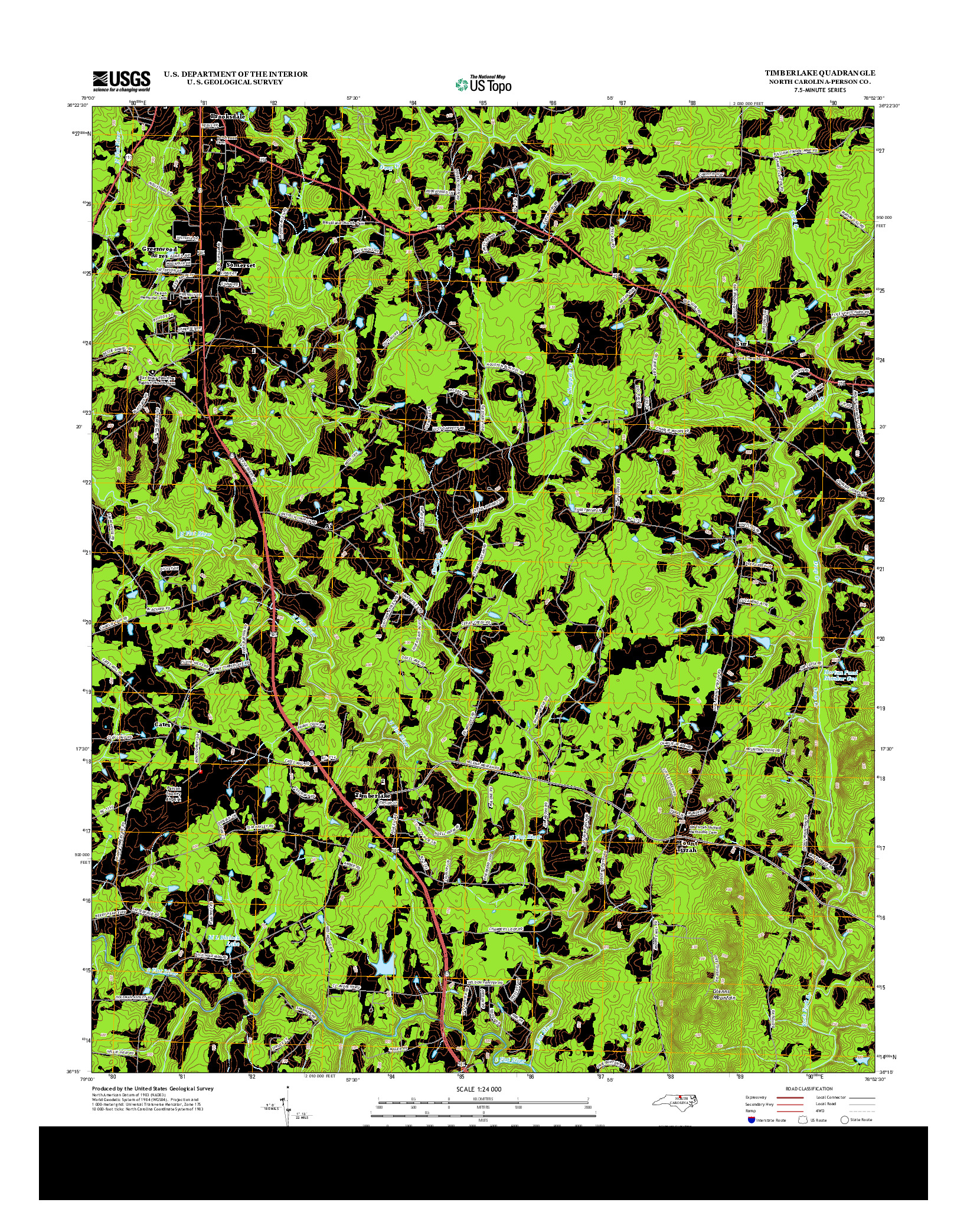 USGS US TOPO 7.5-MINUTE MAP FOR TIMBERLAKE, NC 2013