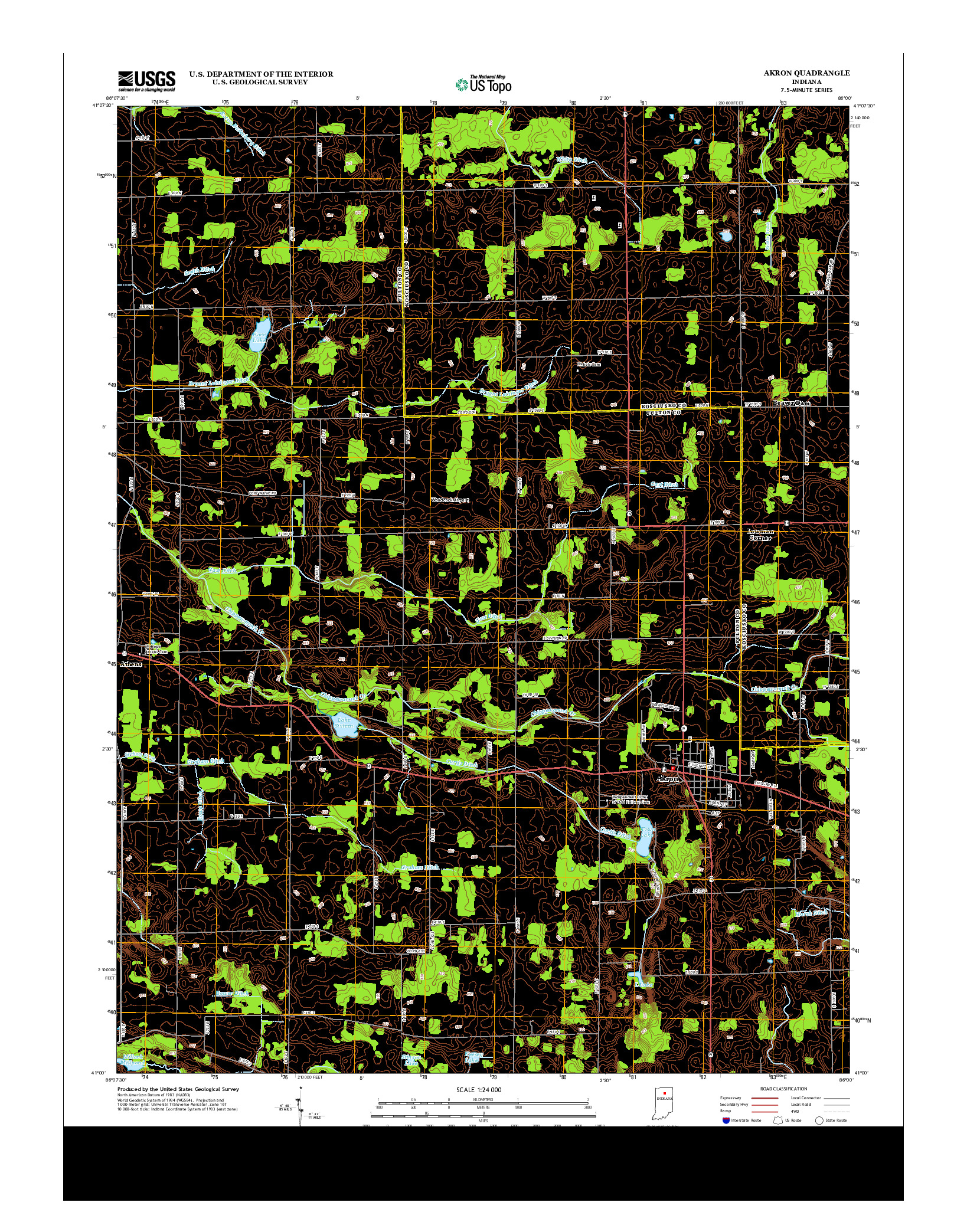 USGS US TOPO 7.5-MINUTE MAP FOR AKRON, IN 2013