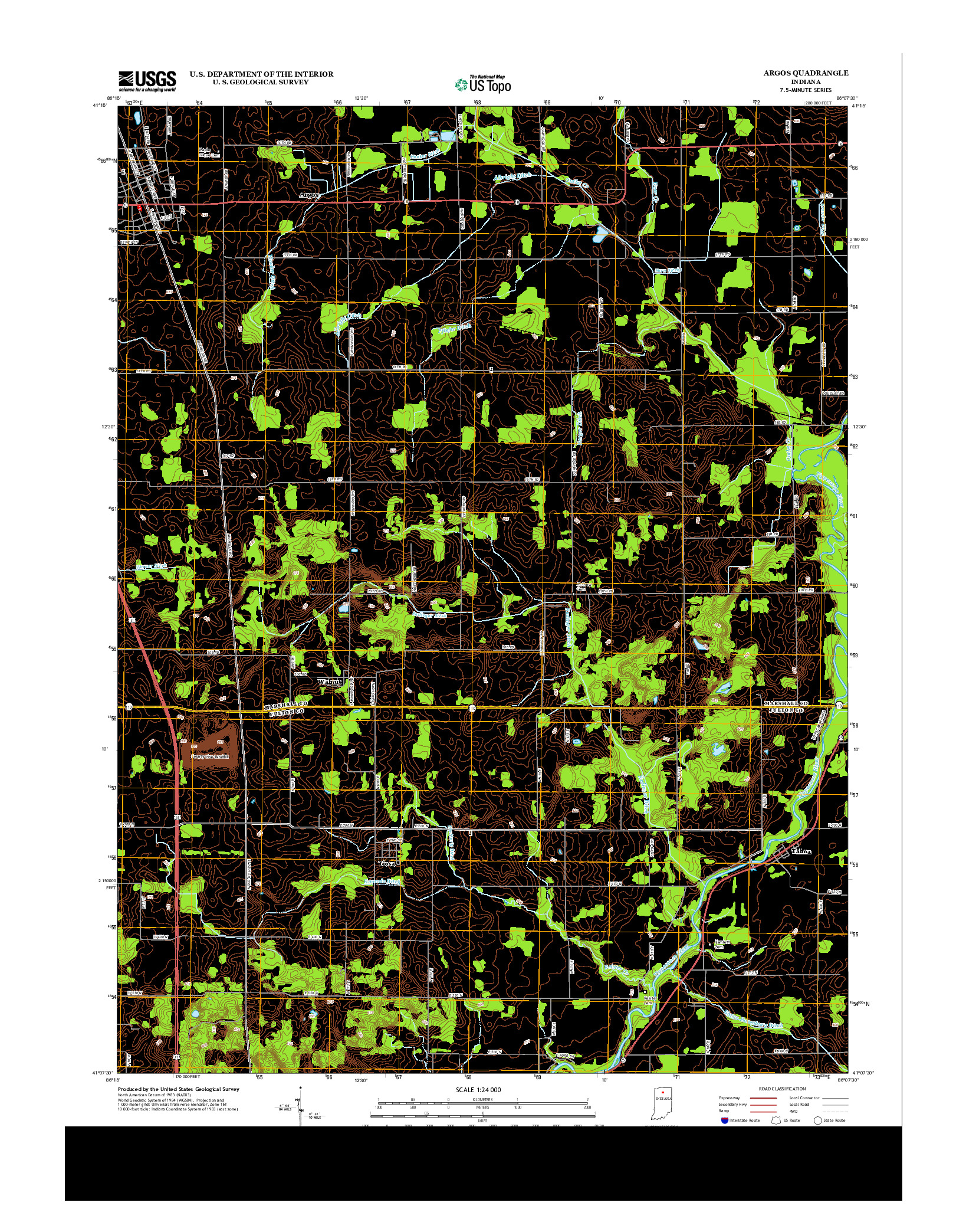 USGS US TOPO 7.5-MINUTE MAP FOR ARGOS, IN 2013