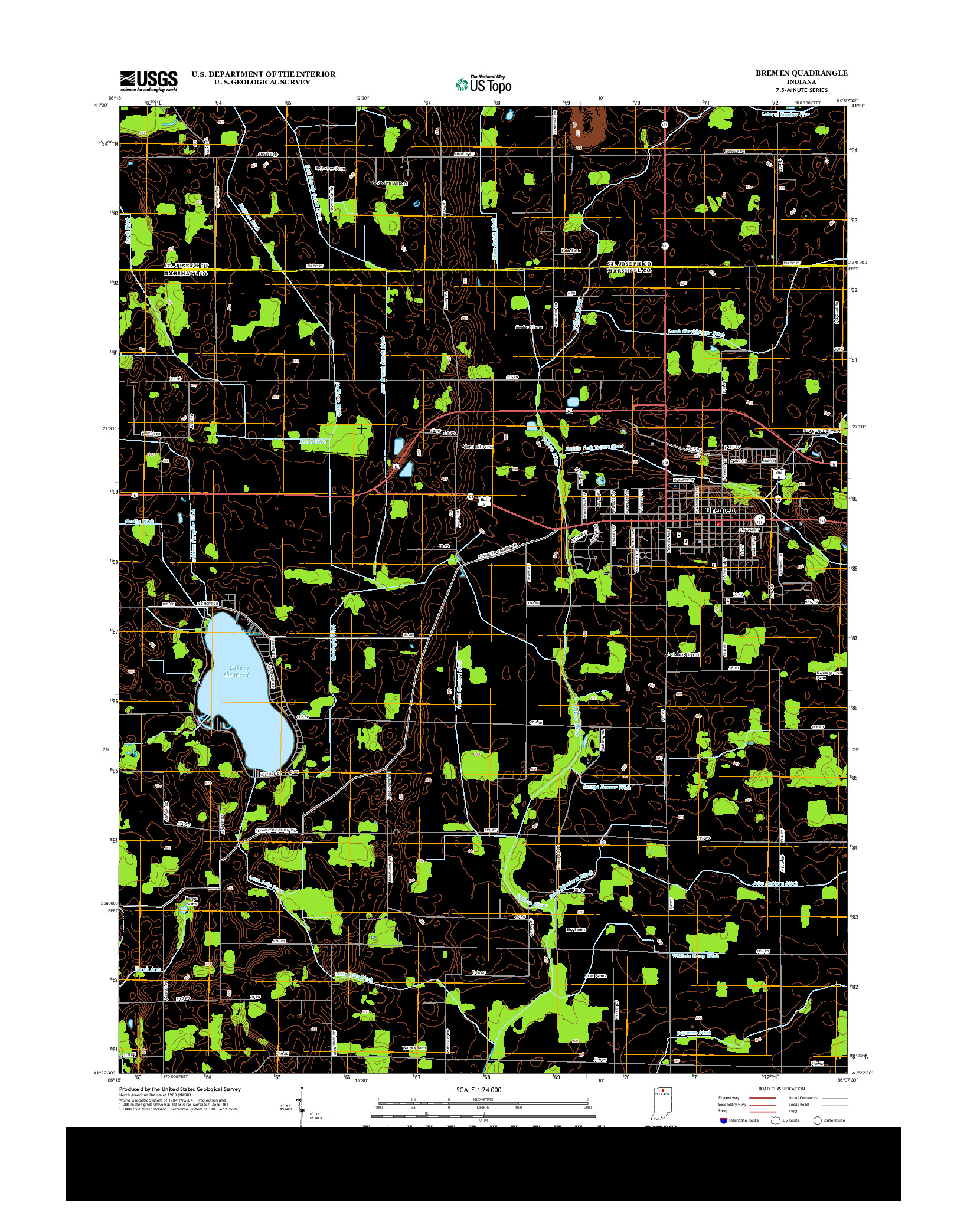 USGS US TOPO 7.5-MINUTE MAP FOR BREMEN, IN 2013