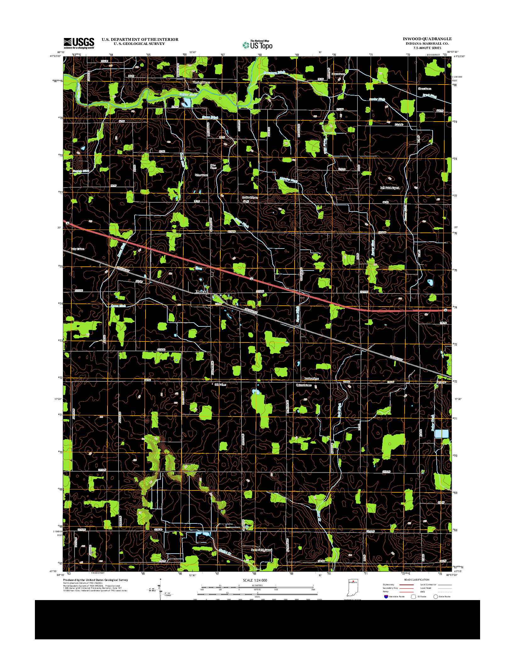 USGS US TOPO 7.5-MINUTE MAP FOR INWOOD, IN 2013