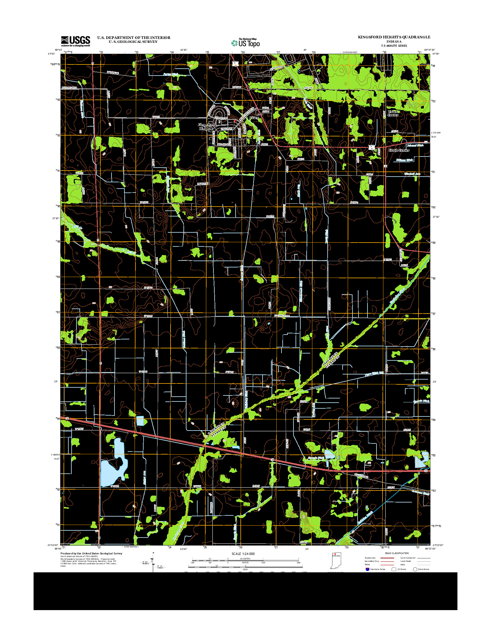 USGS US TOPO 7.5-MINUTE MAP FOR KINGSFORD HEIGHTS, IN 2013
