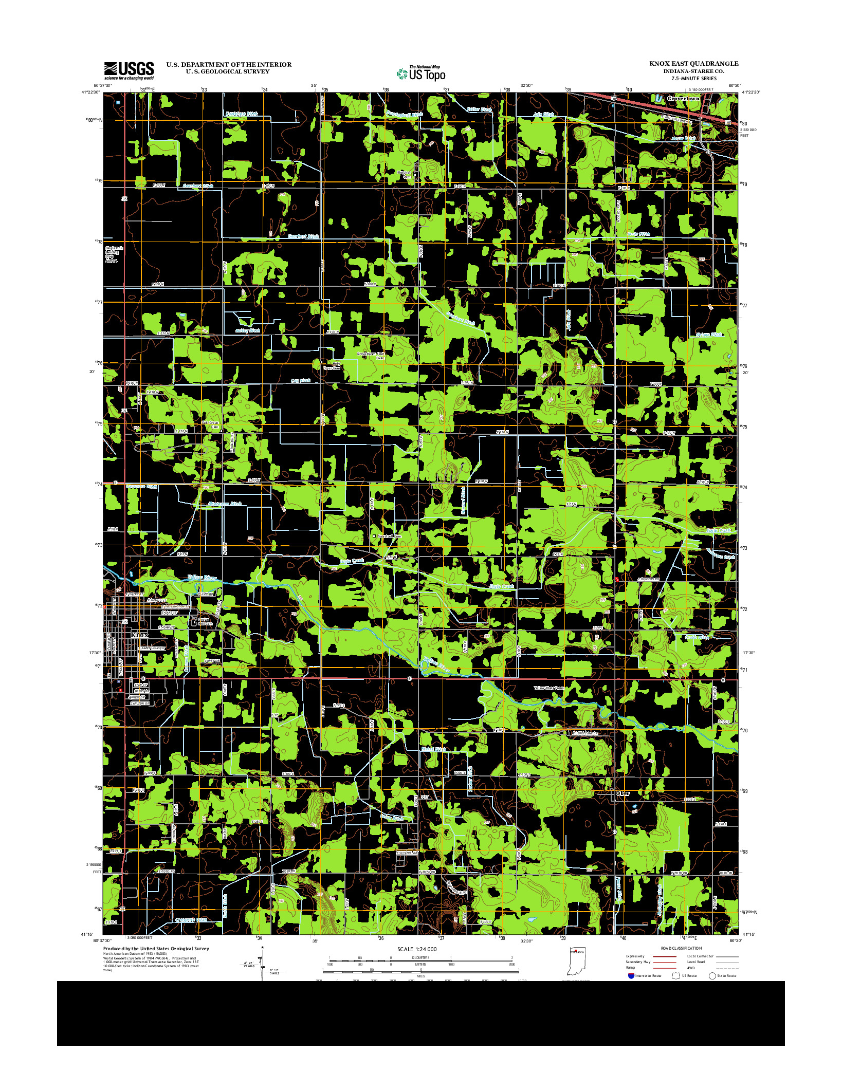 USGS US TOPO 7.5-MINUTE MAP FOR KNOX EAST, IN 2013