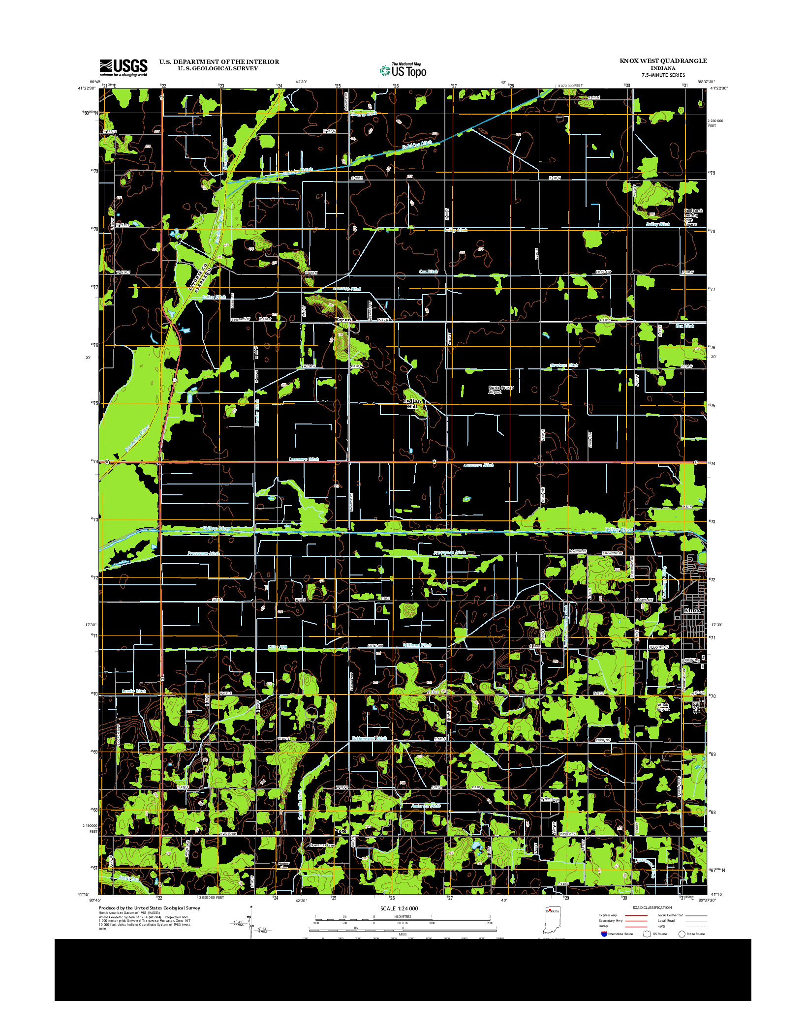 USGS US TOPO 7.5-MINUTE MAP FOR KNOX WEST, IN 2013