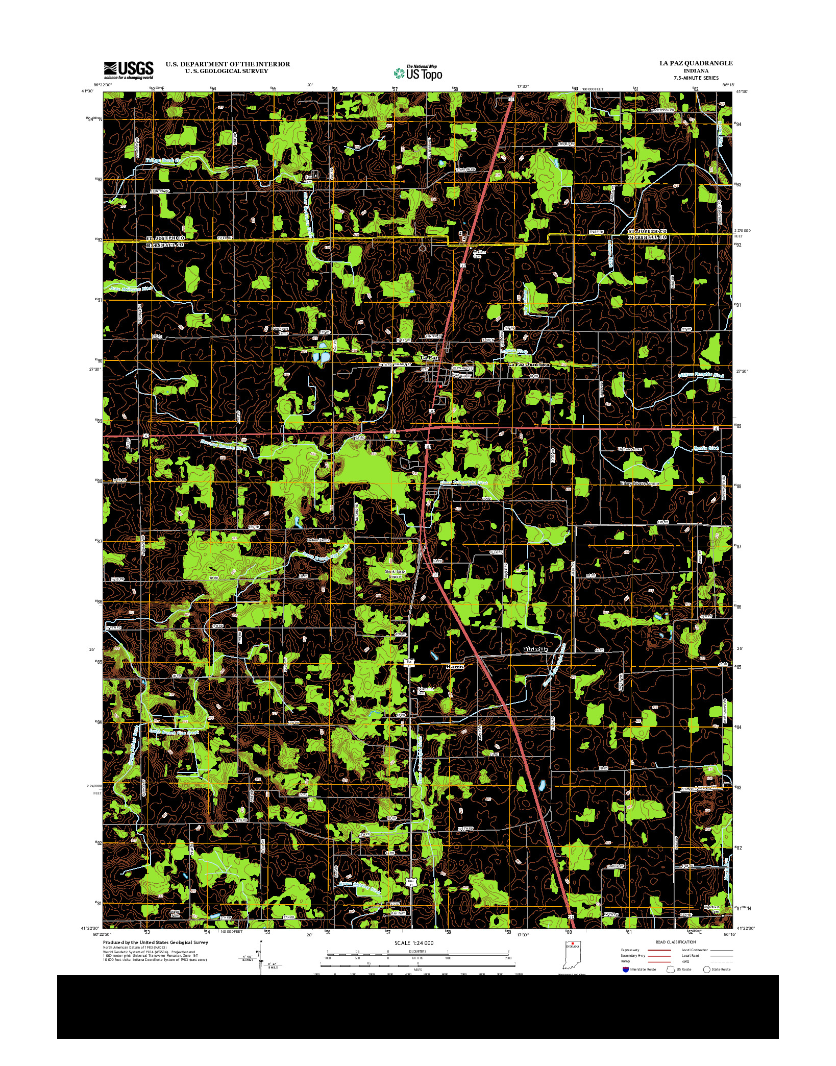 USGS US TOPO 7.5-MINUTE MAP FOR LA PAZ, IN 2013