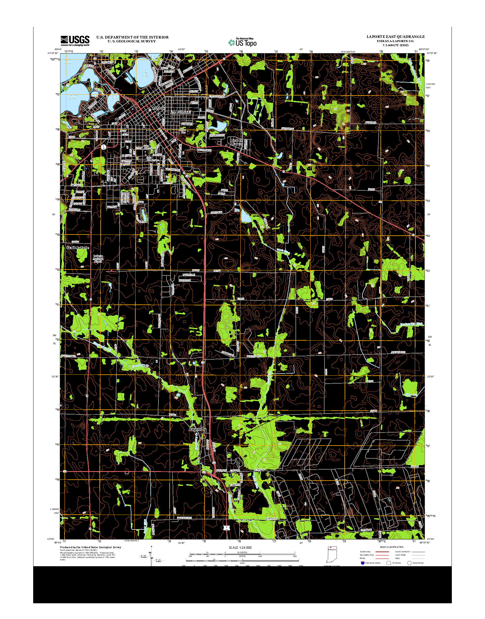 USGS US TOPO 7.5-MINUTE MAP FOR LAPORTE EAST, IN 2013