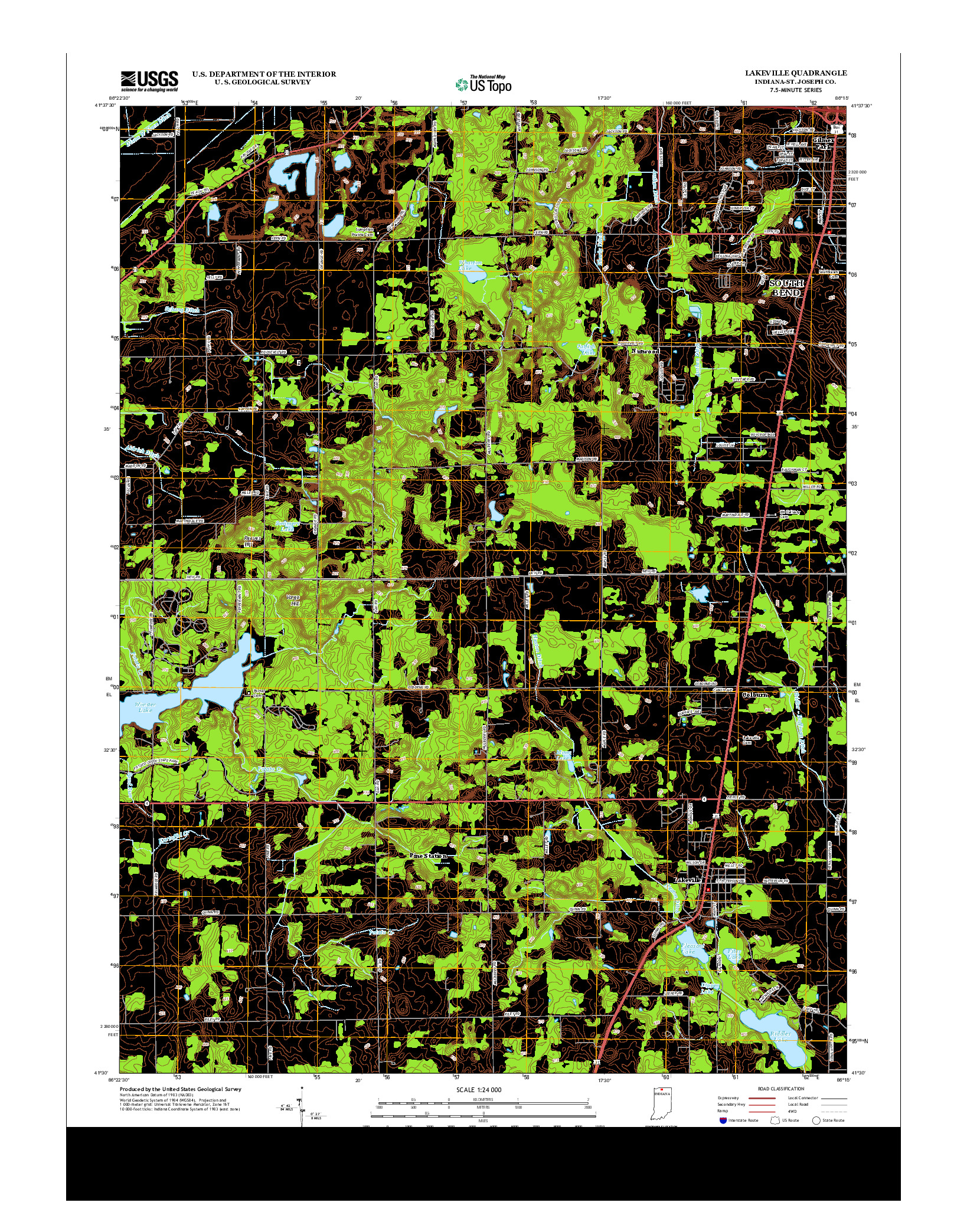 USGS US TOPO 7.5-MINUTE MAP FOR LAKEVILLE, IN 2013