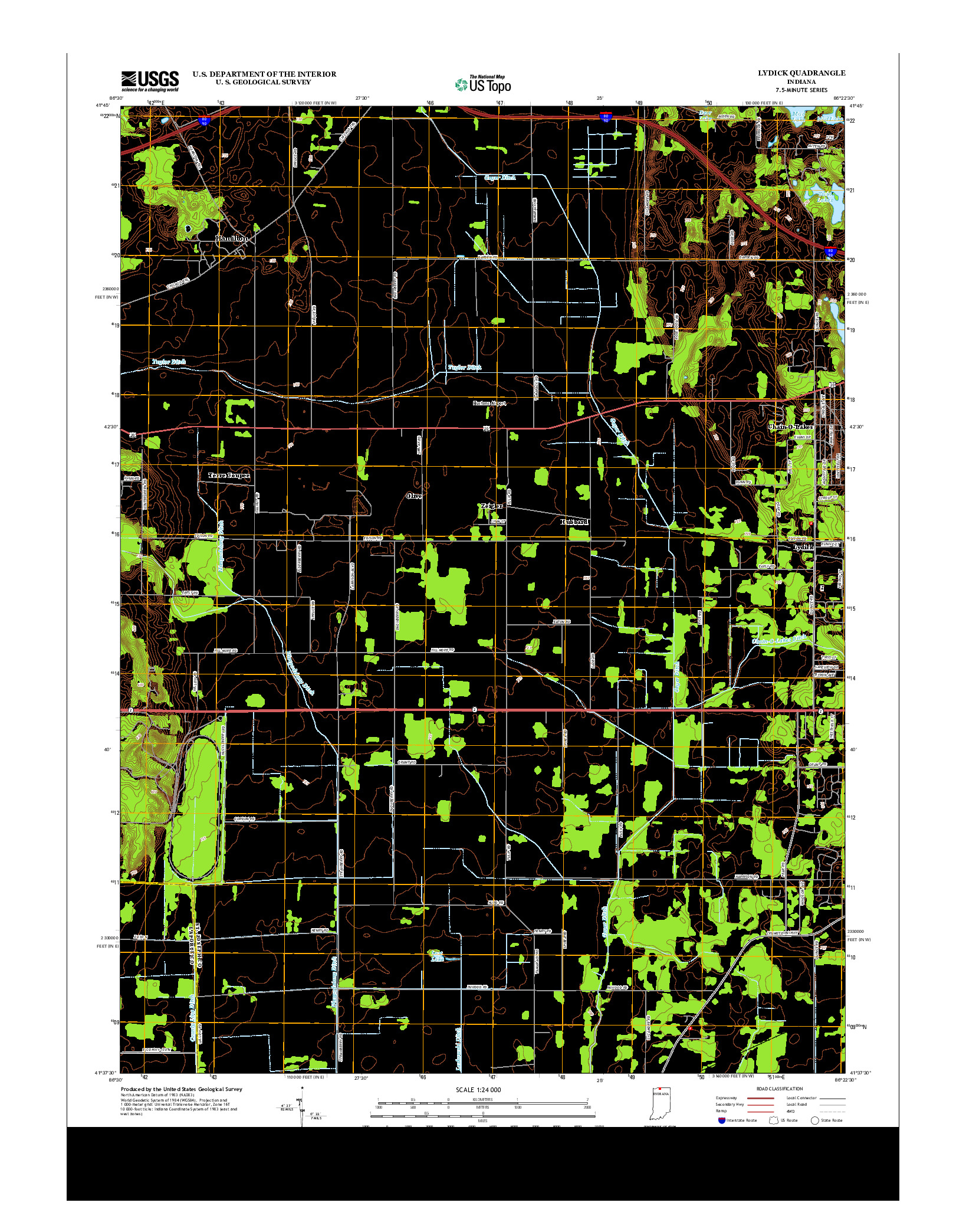 USGS US TOPO 7.5-MINUTE MAP FOR LYDICK, IN 2013