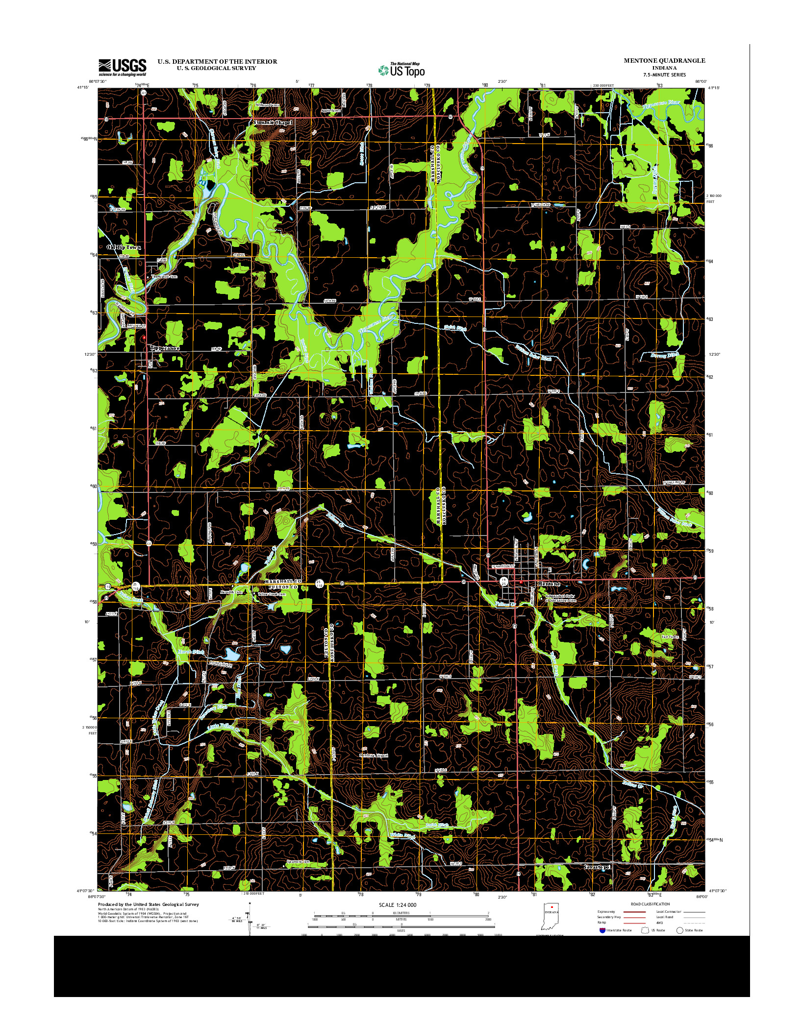 USGS US TOPO 7.5-MINUTE MAP FOR MENTONE, IN 2013