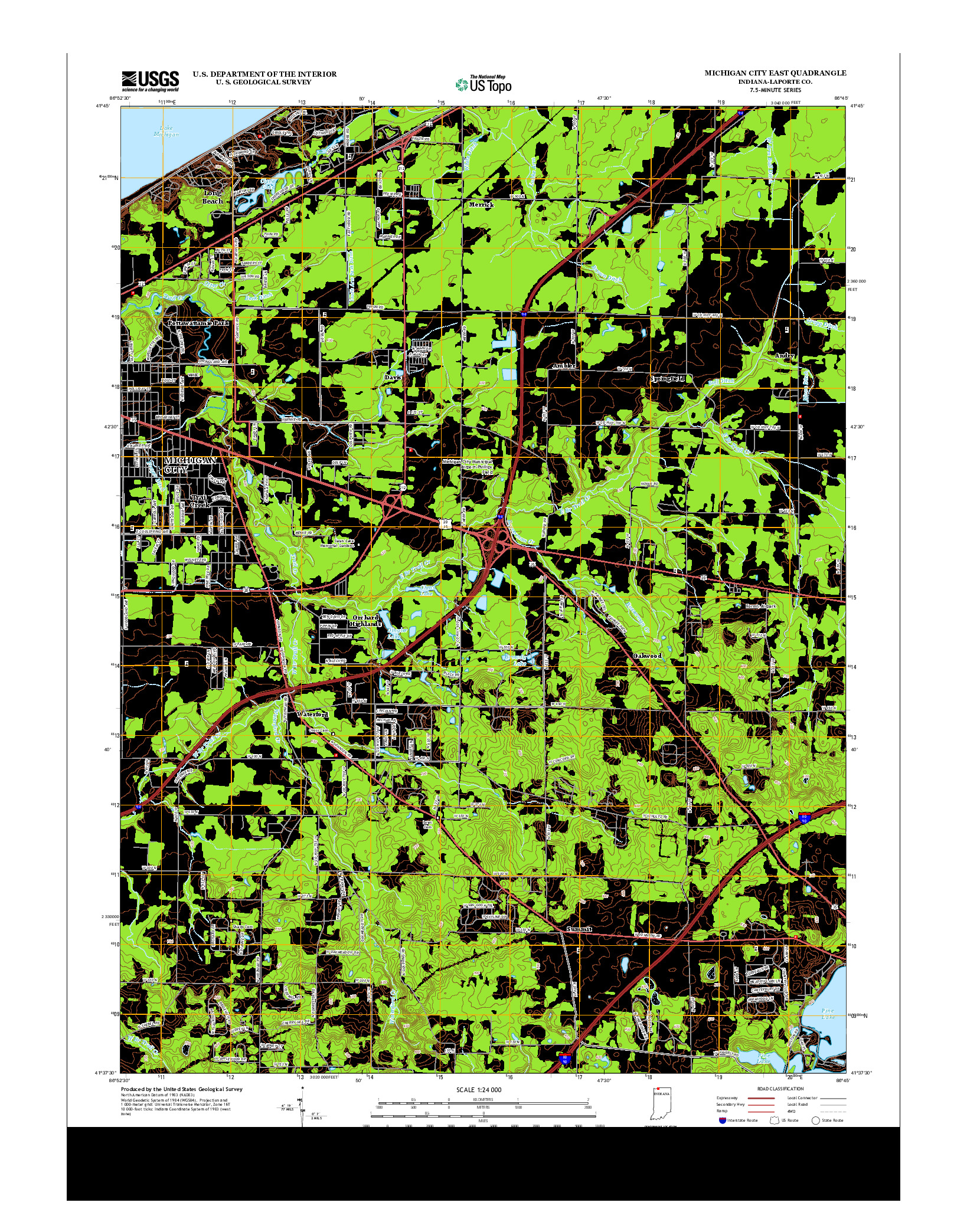 USGS US TOPO 7.5-MINUTE MAP FOR MICHIGAN CITY EAST, IN 2013