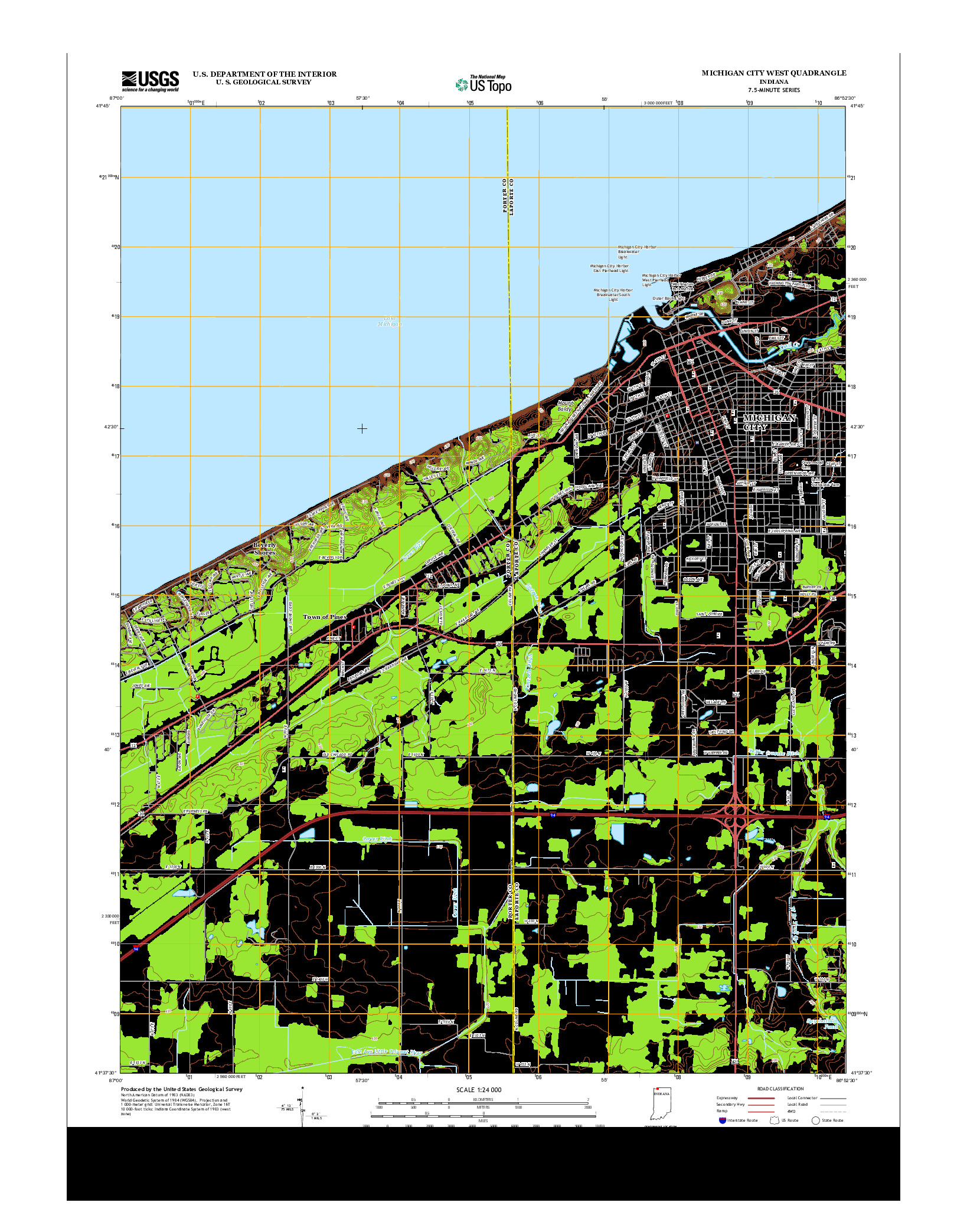 USGS US TOPO 7.5-MINUTE MAP FOR MICHIGAN CITY WEST, IN 2013