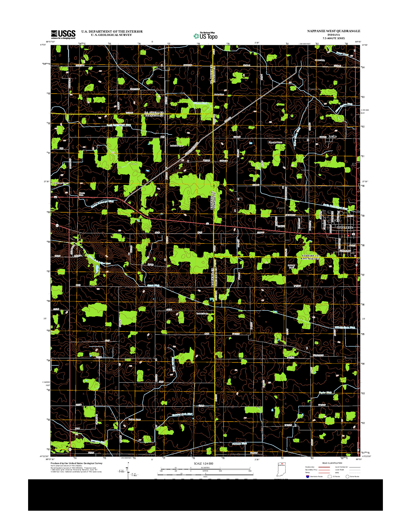 USGS US TOPO 7.5-MINUTE MAP FOR NAPPANEE WEST, IN 2013